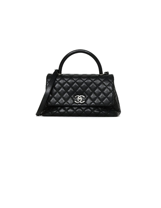 Chanel Black Caviar Quilted Small Coco Flap Bag - Rovelle Bags