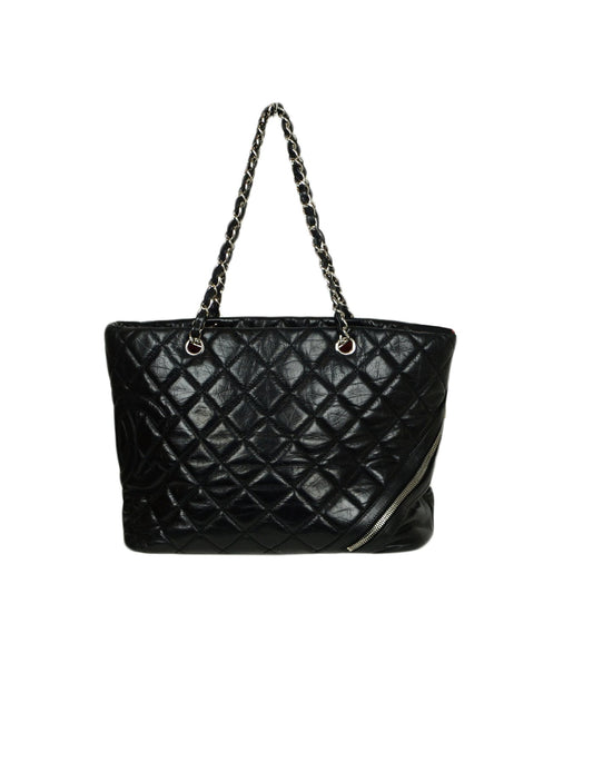 Chanel Leather Black Calfskin Leather CC Tote Bag - Rovelle Bags