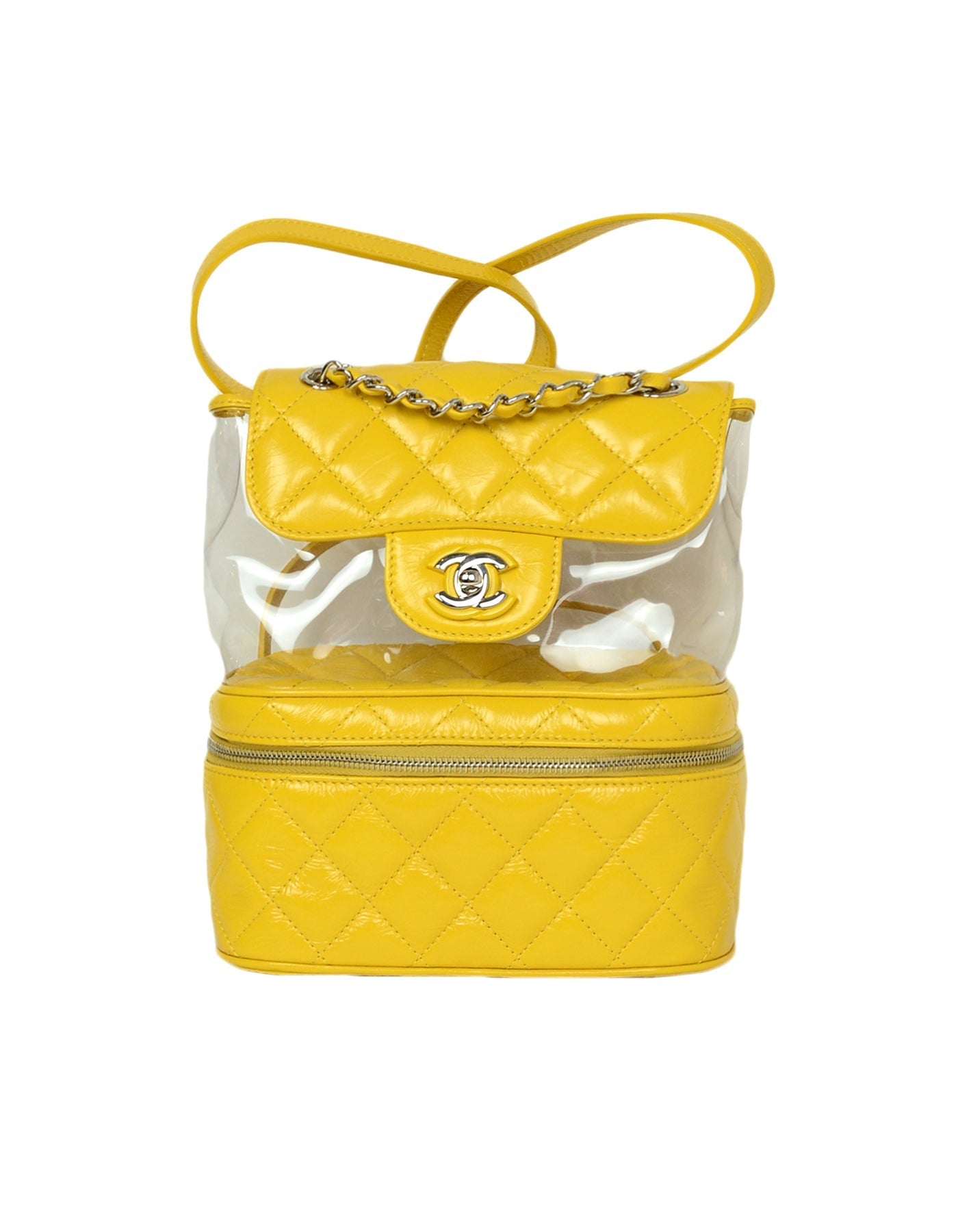 Chanel Yellow Crumpled Calfskin PVC Quilted Backpack - Rovelle Bags