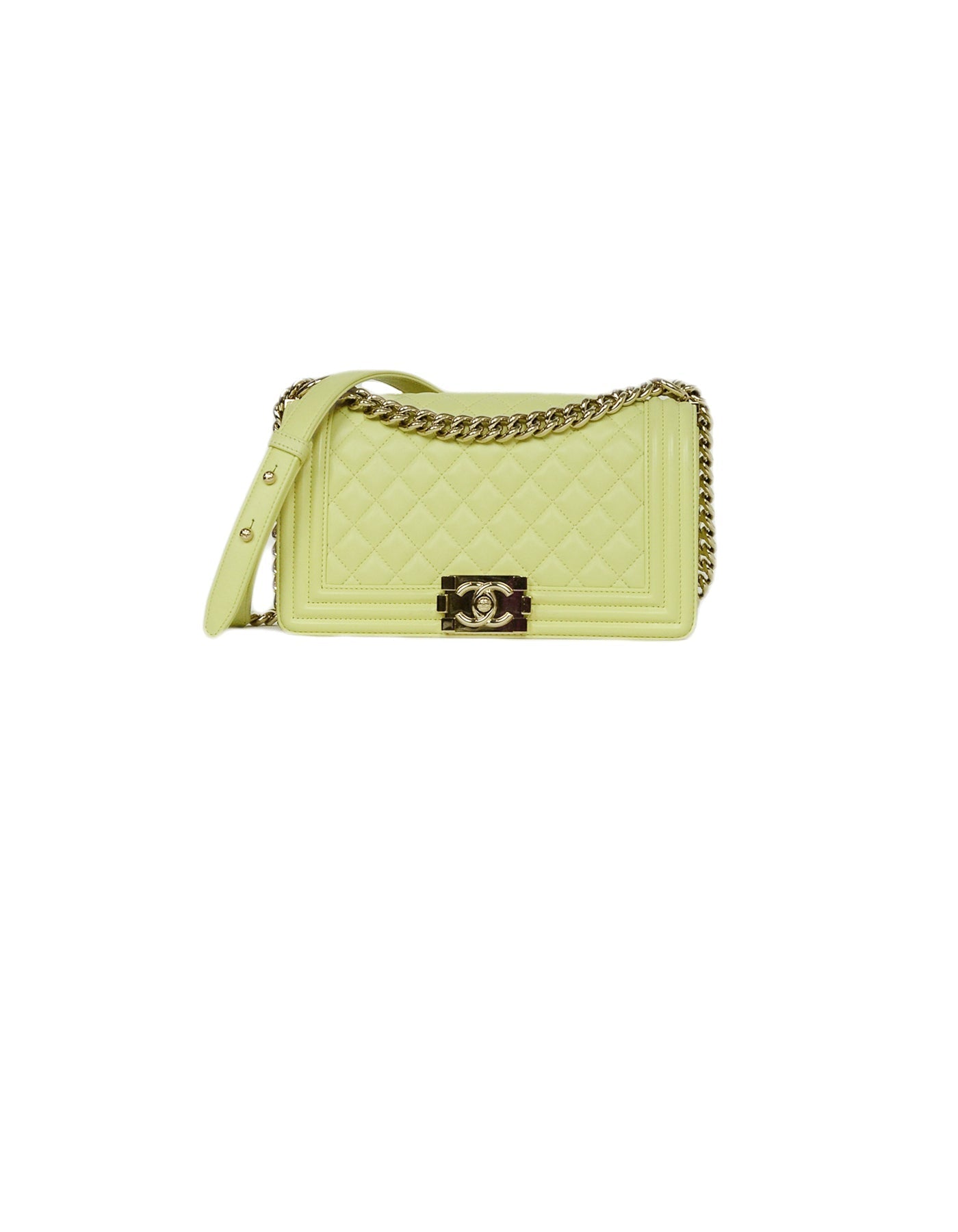 Chanel Yellow Leather Medium Boy Handbag - Rovelle Bags
