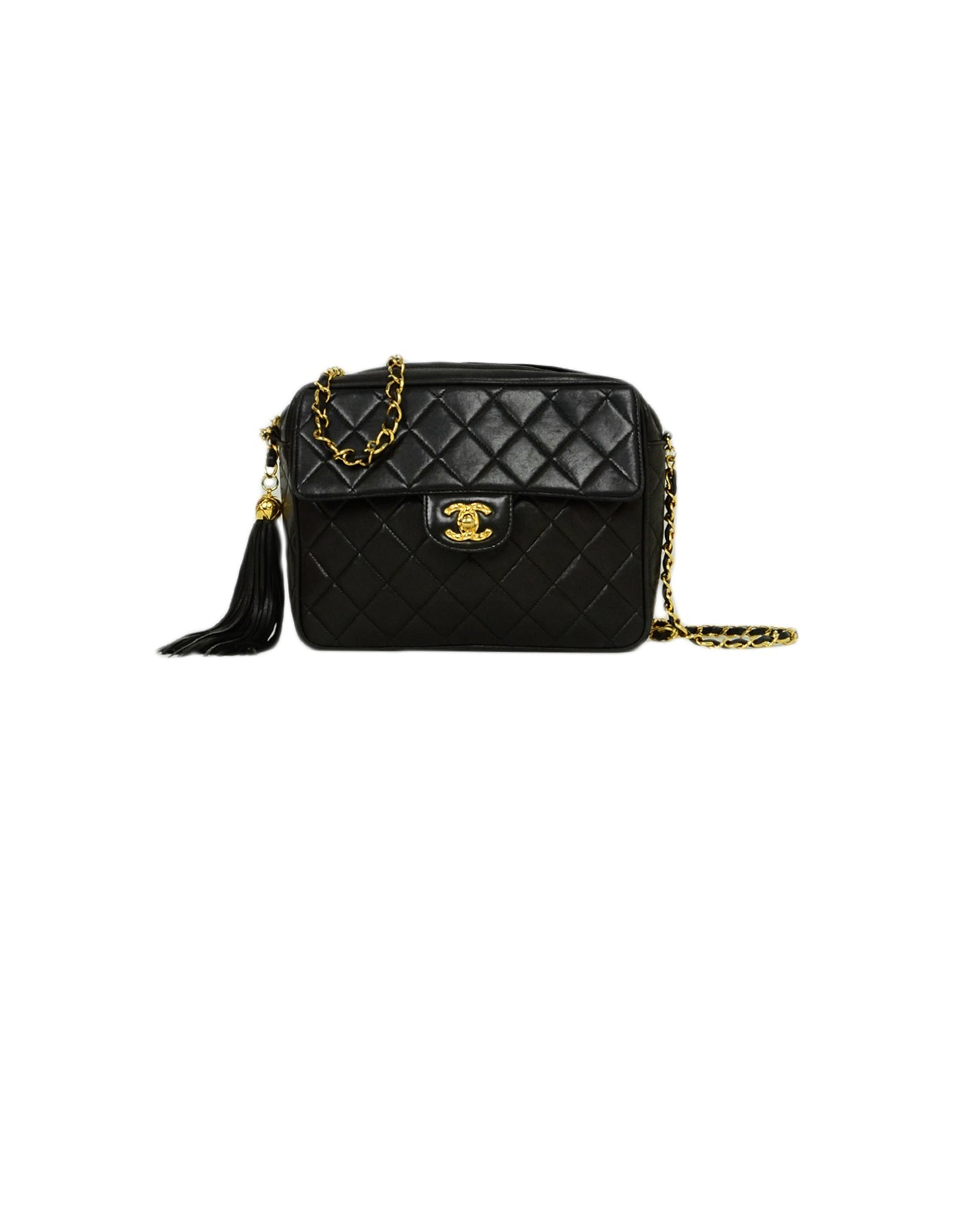 Chanel Black Lambskin Quilted CC Camera Crossbody Bag - Rovelle Bags