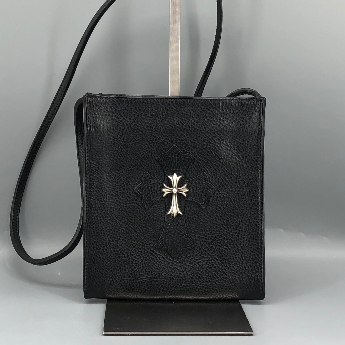 Chrome Hearts Cross Logo Leather Crossbody Bag Black