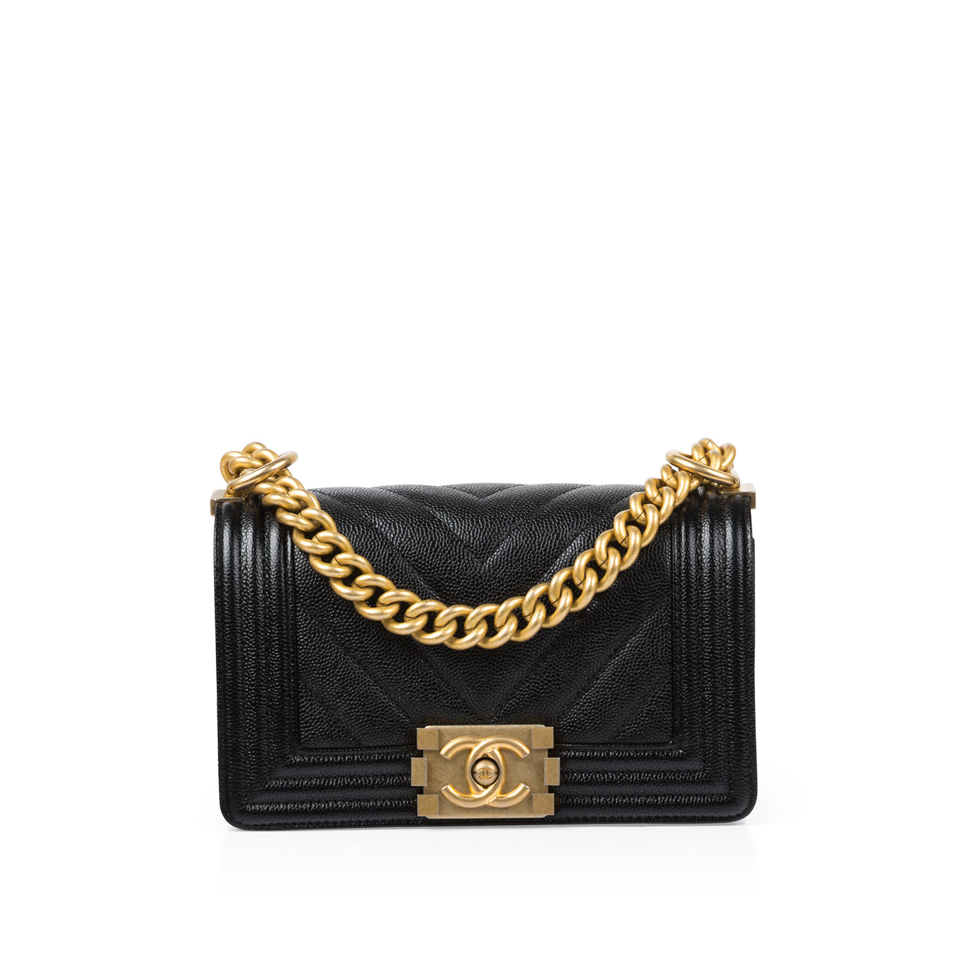 Chanel Boy Bag Caviar Black Shoulder Bag Style 22