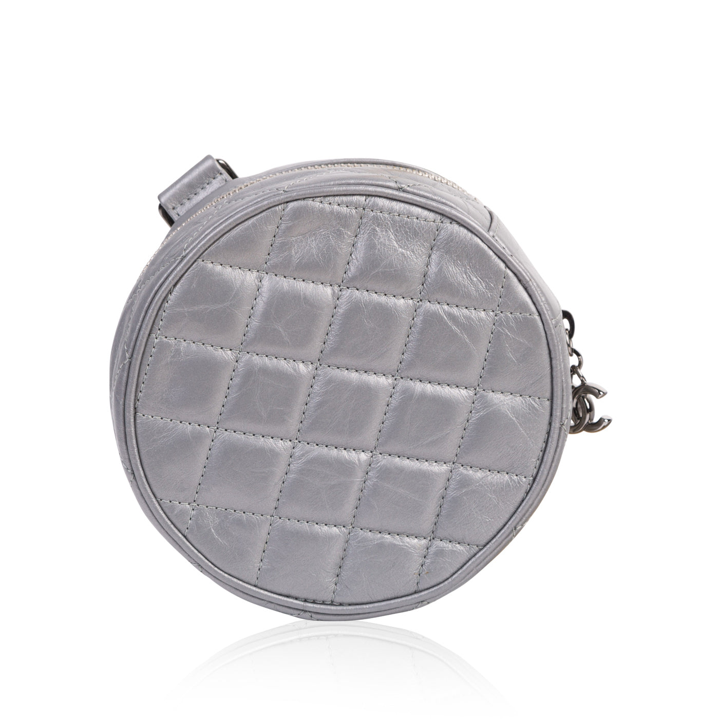 Chanel Medallion Calfskin Silver Clutch