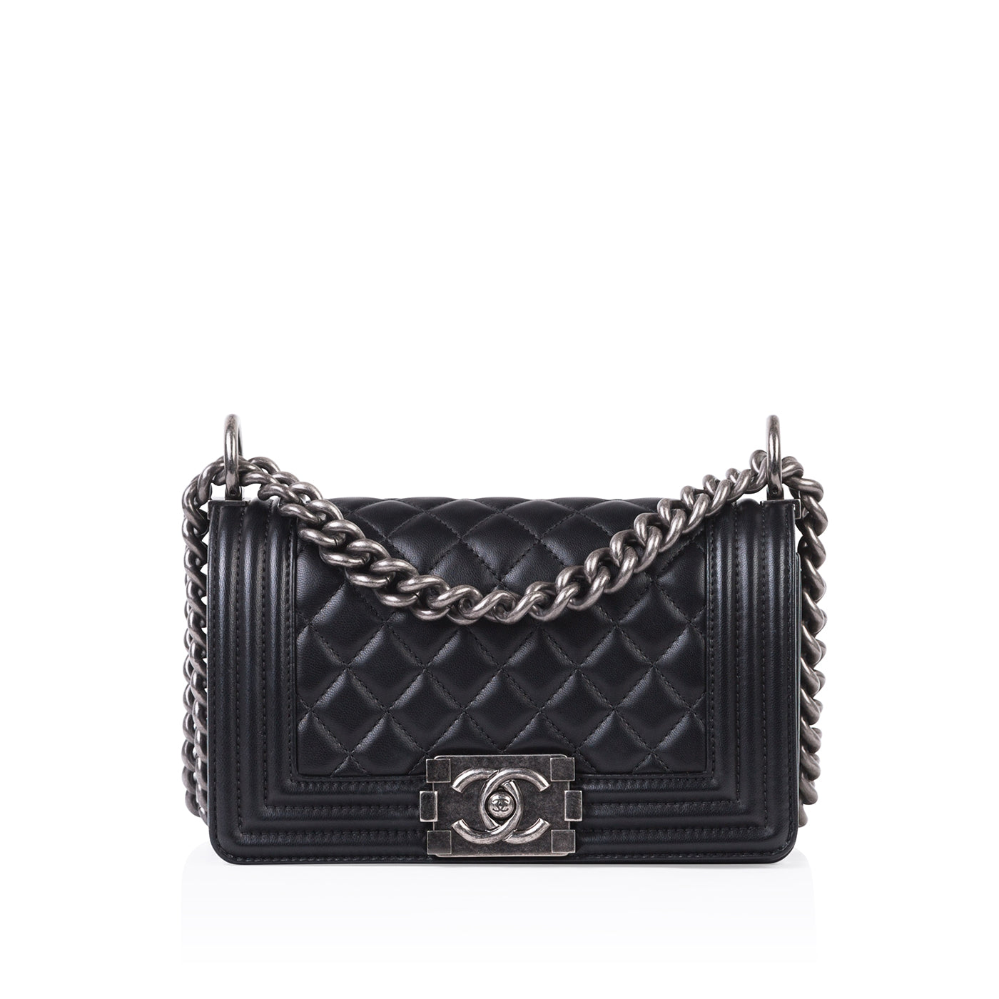 Chanel Boy Bag Lambskin Black Shoulder Bag Style 74