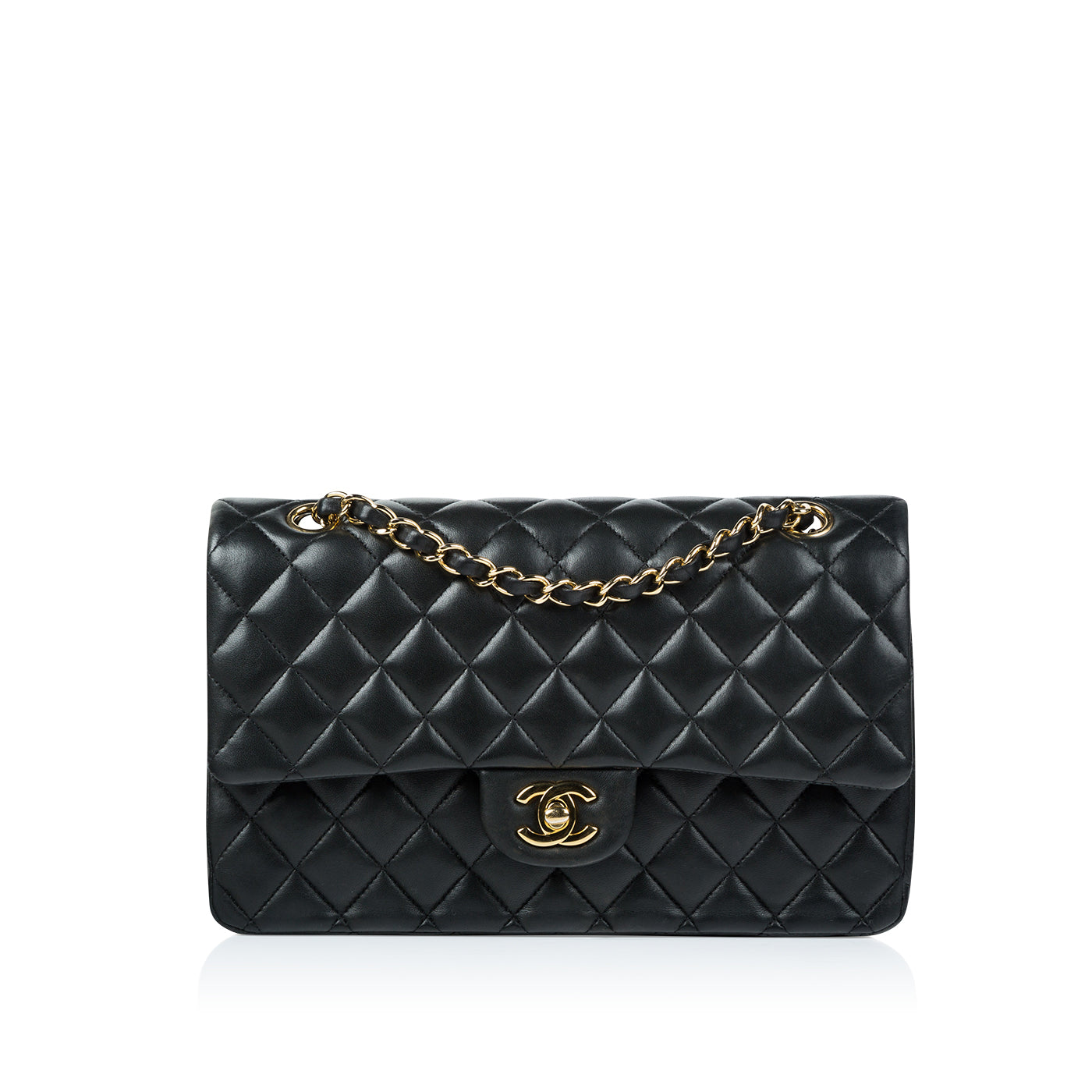 Chanel Classic Flap Lambskin Black Shoulder Bag Style 154