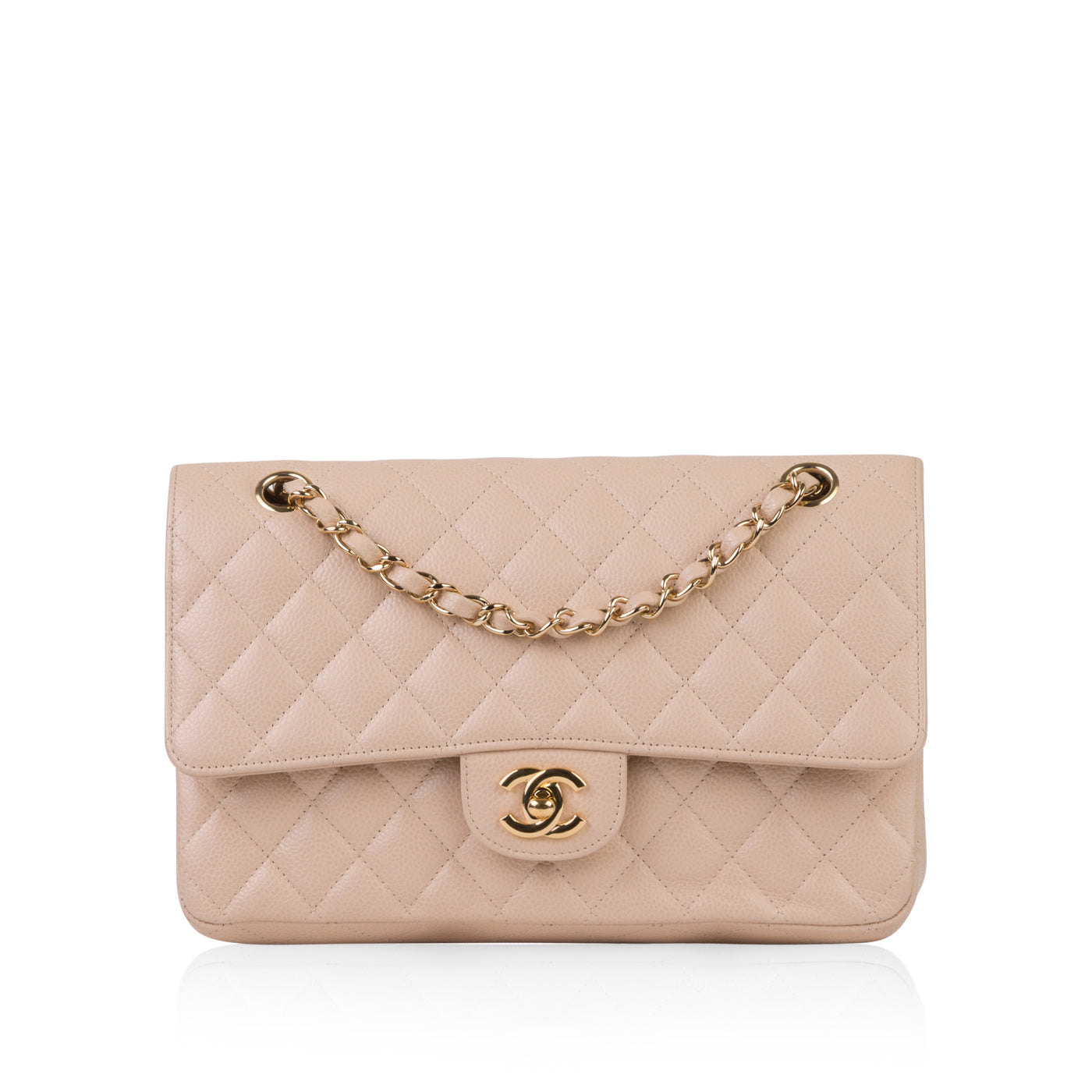 Chanel Classic Flap Caviar Gold Shoulder Bag Style 28