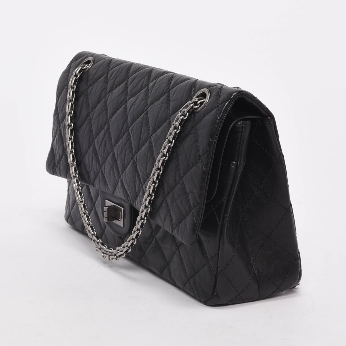 Chanel Black Distressed Calfskin 2.55 Reissue Flap Bag - Rovelle Bags