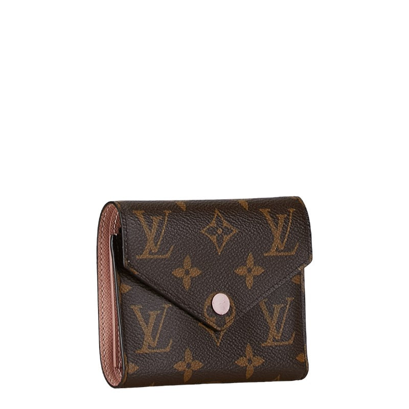 Louis Vuitton Monogram Portefolio Victoria Three Fold Wallet M62360 Rose Valerie Brown Pink PVC Louis Vuitton