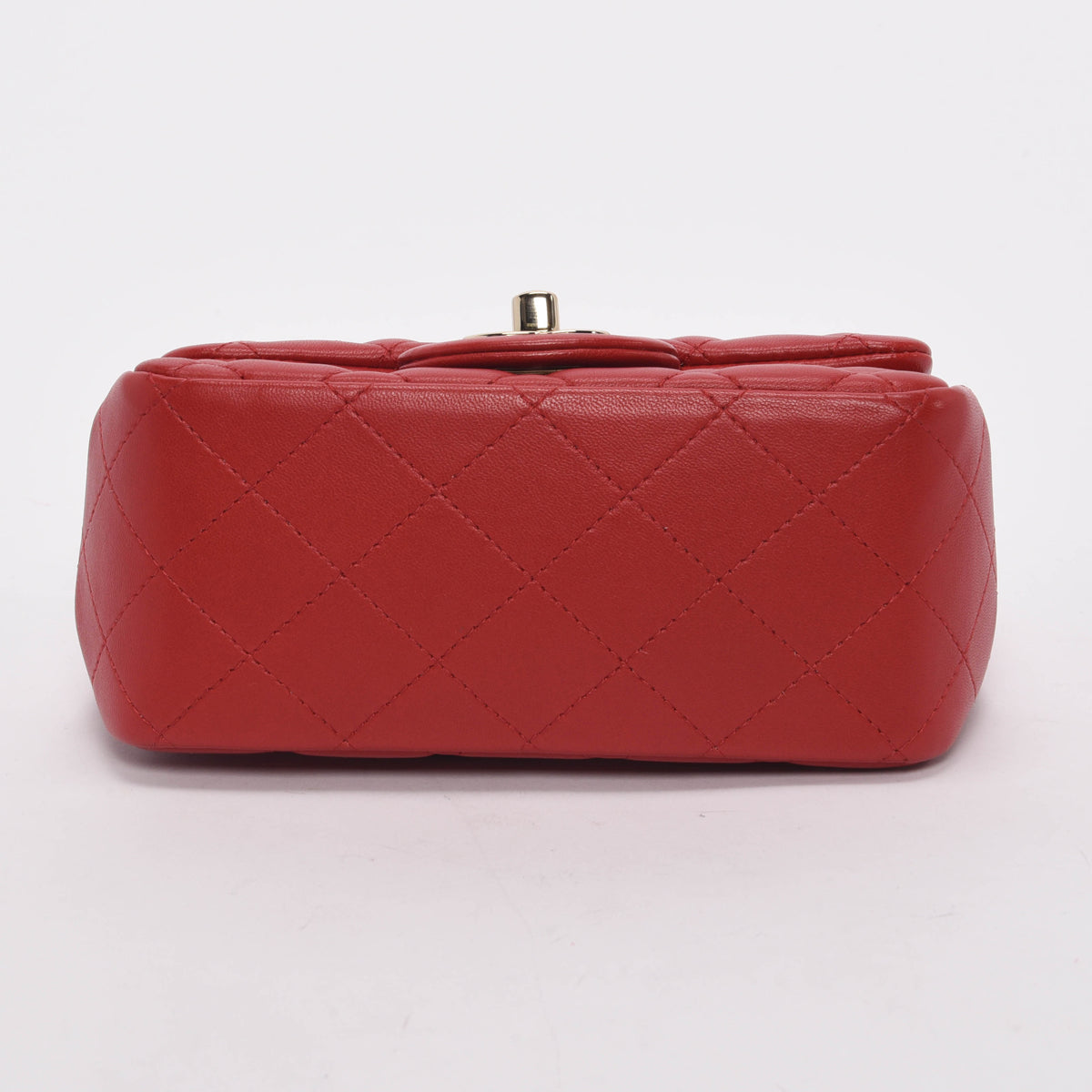Chanel Red Quilted Lambskin Mini Square Flap Bag - Rovelle Bags
