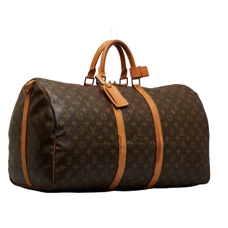 Louis Vuitton Monogram Keepall Bandouliere 55 Boston Bag 2WAY M41414 Brown PVC Leather Louis Vuitton