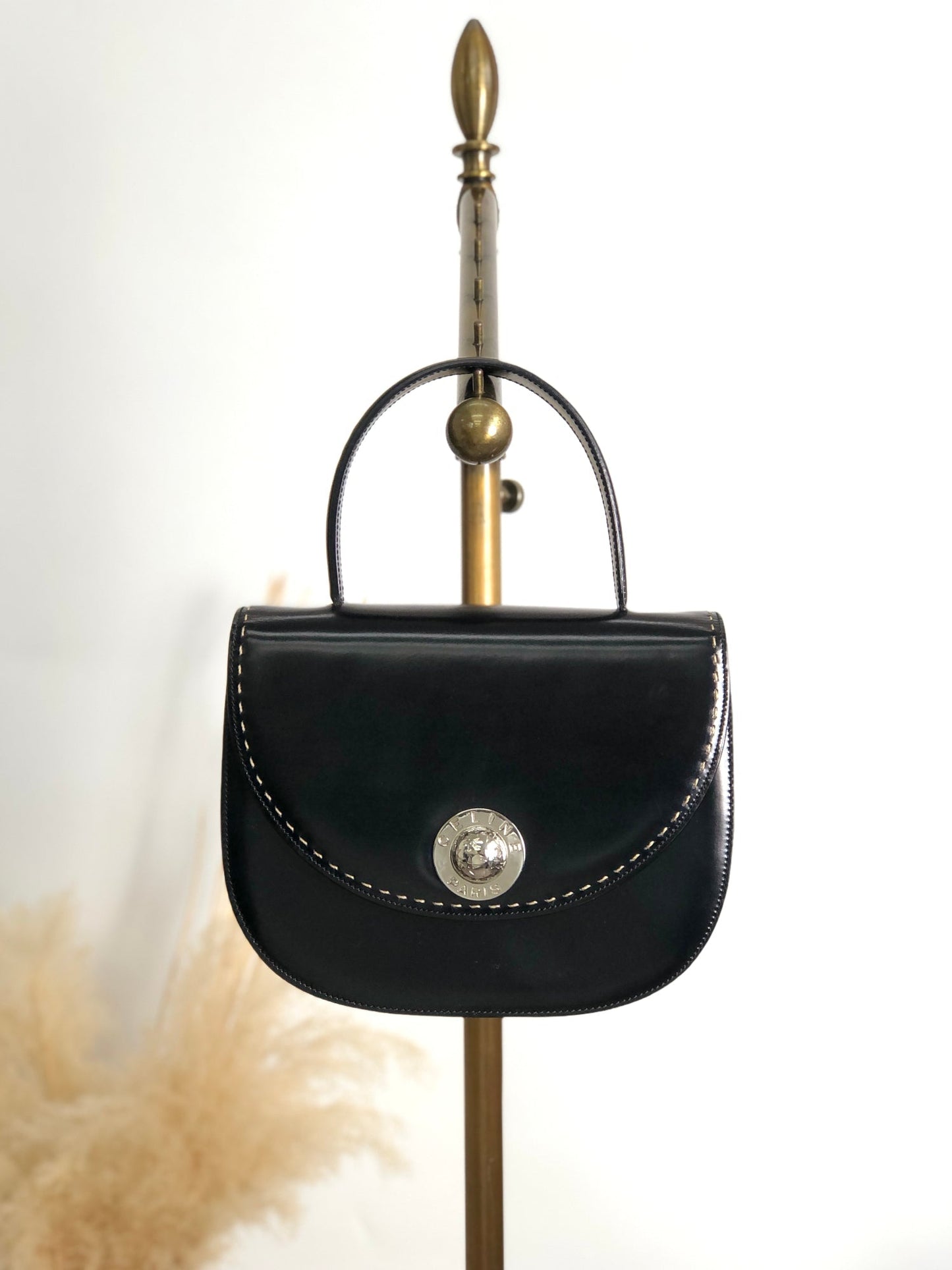CELINE Starball Round Handbag Black 2ngrau