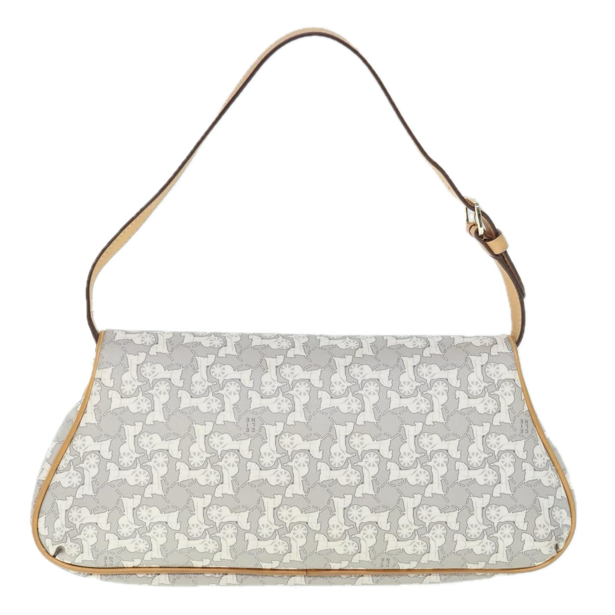 Luxury CELINE Sulky Shoulder Bag PVC Leather Gray 60029