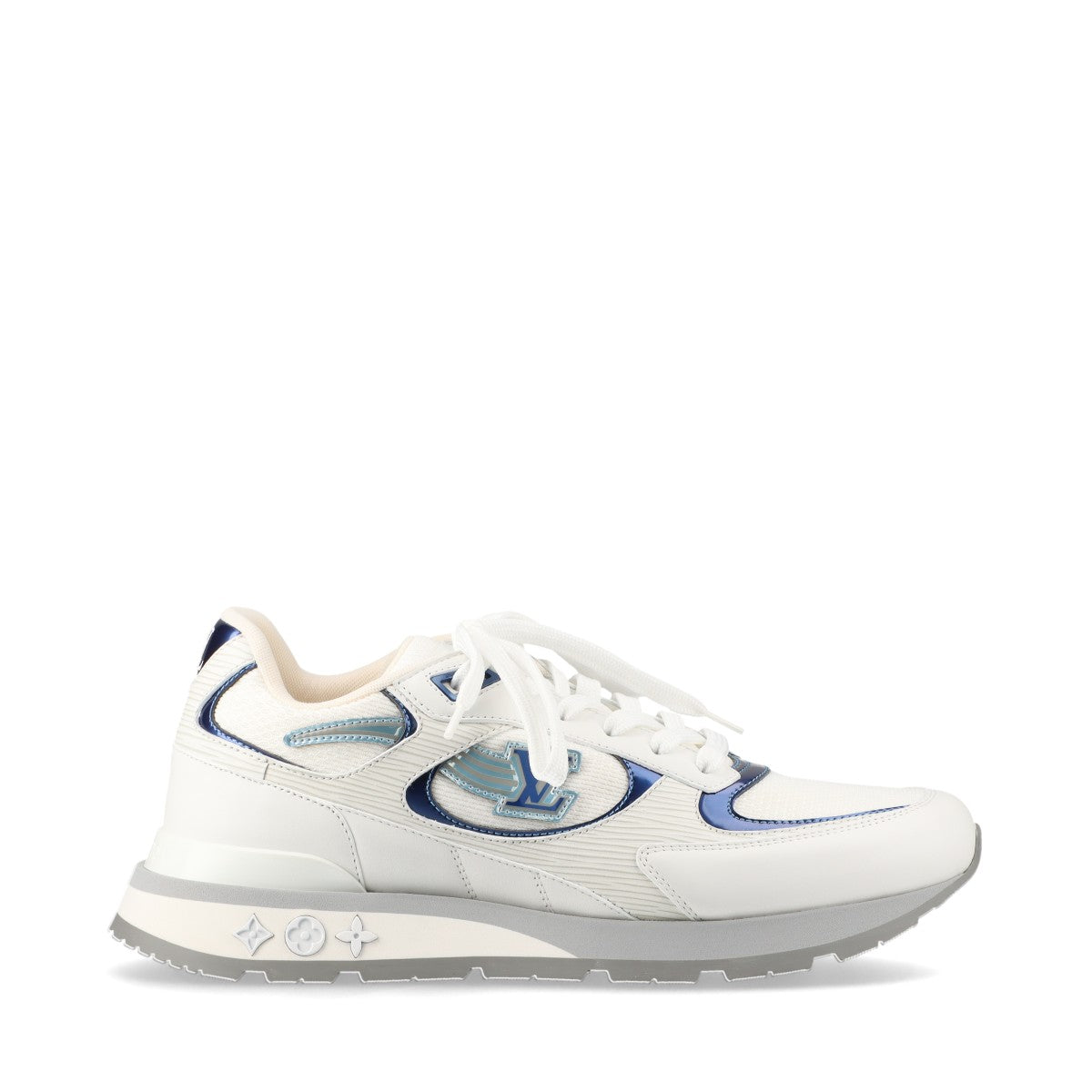 Louis Vuitton Lanewline 22 Years Mesh Leather Trainers 6 Mens White × Blue BM0292 LV Logo Bag