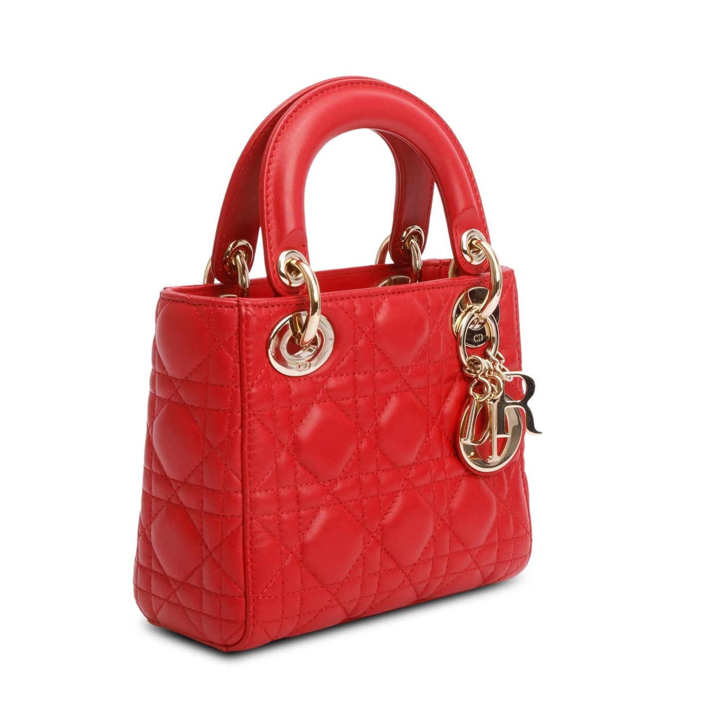 Christian Dior Red Cannage Leather Mini Lady Dior Bag
