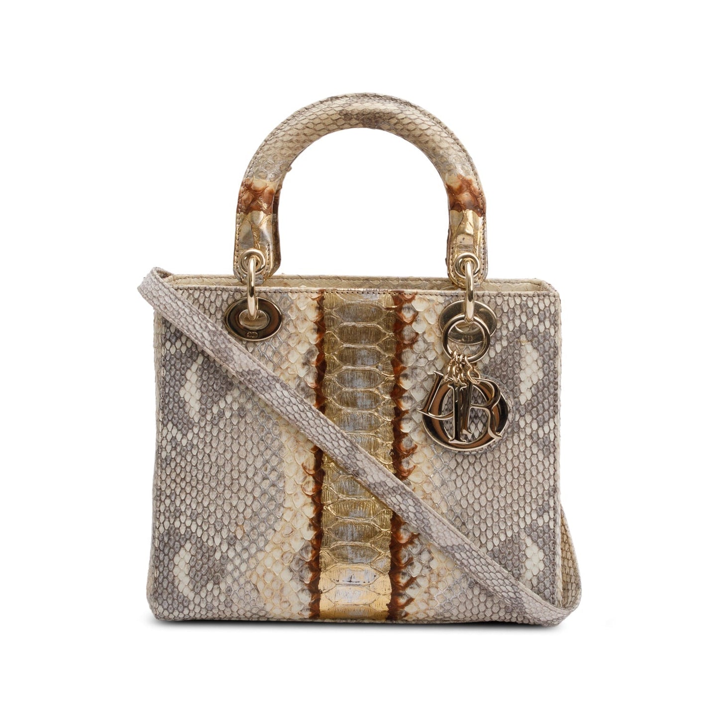 Christian Dior Gold Royal Python Medium Lady Dior Bag