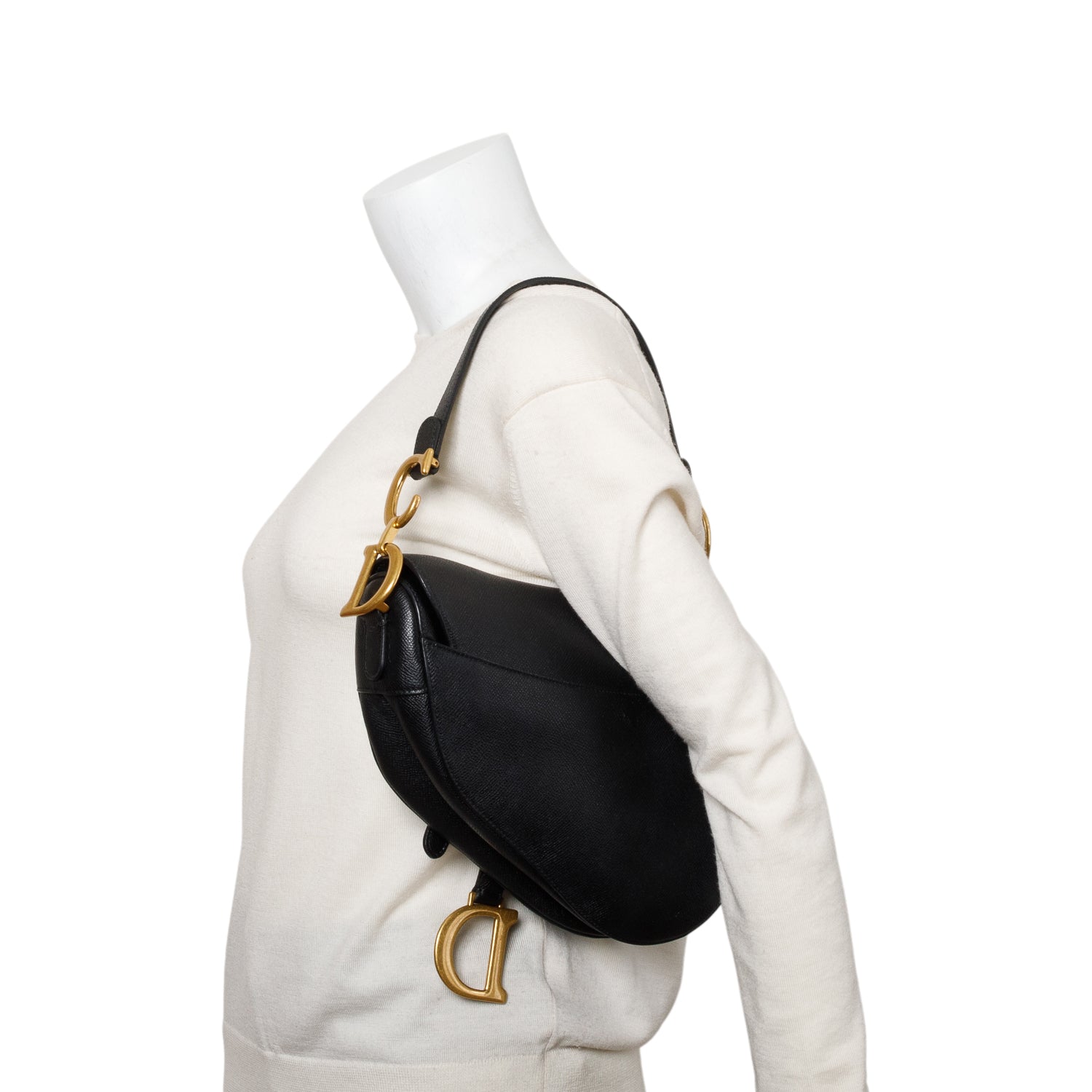 Christian Dior 2020 Black Grained Calfskin Leather Saddle Bag