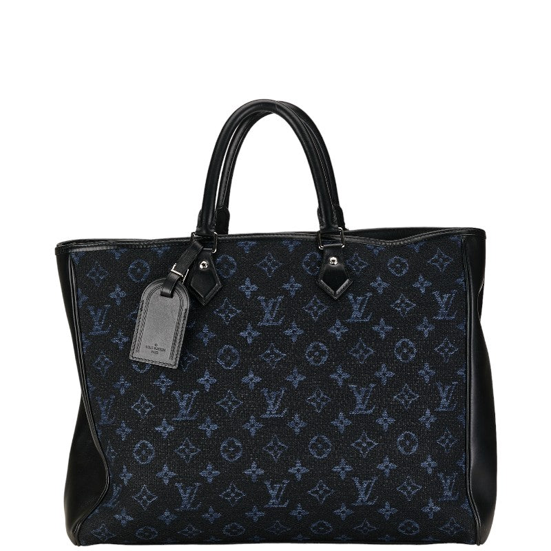Louis Vuitton Monogram Gran Sack Handbag Tote Bag M55203 Blue Black Canvas LOUIS VUITTON