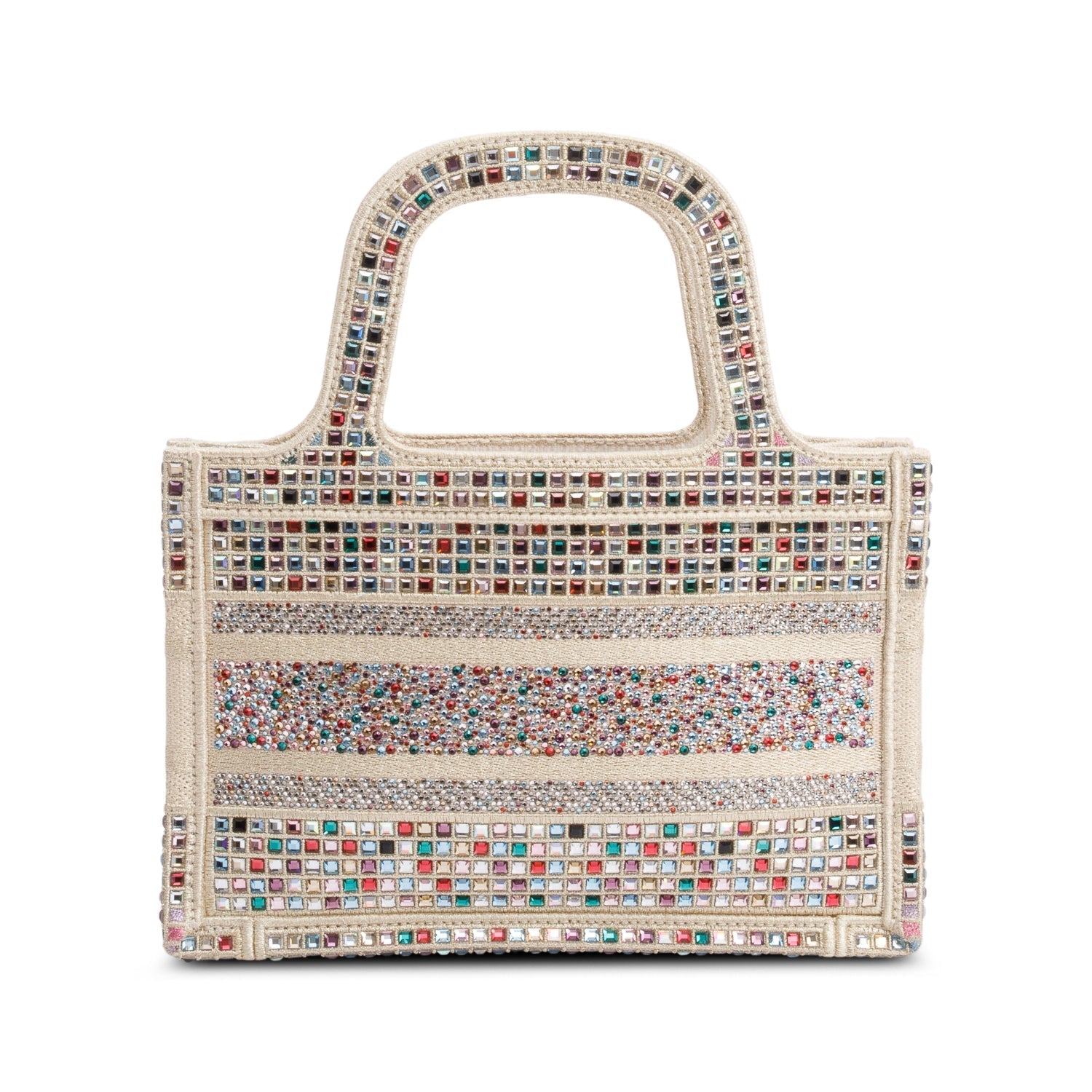 Christian Dior 2022 Metallic Gold Embroidery Crystal Embellished Mini Book Tote