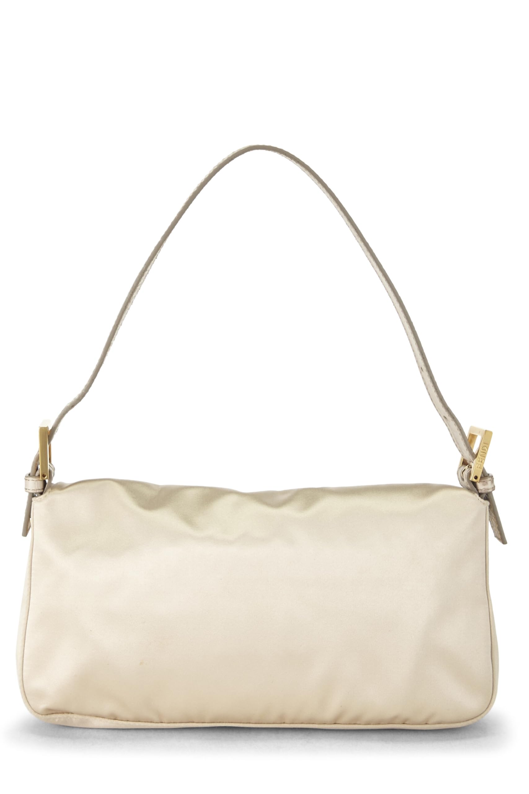 Fendi, Beige Satin Baguette, White