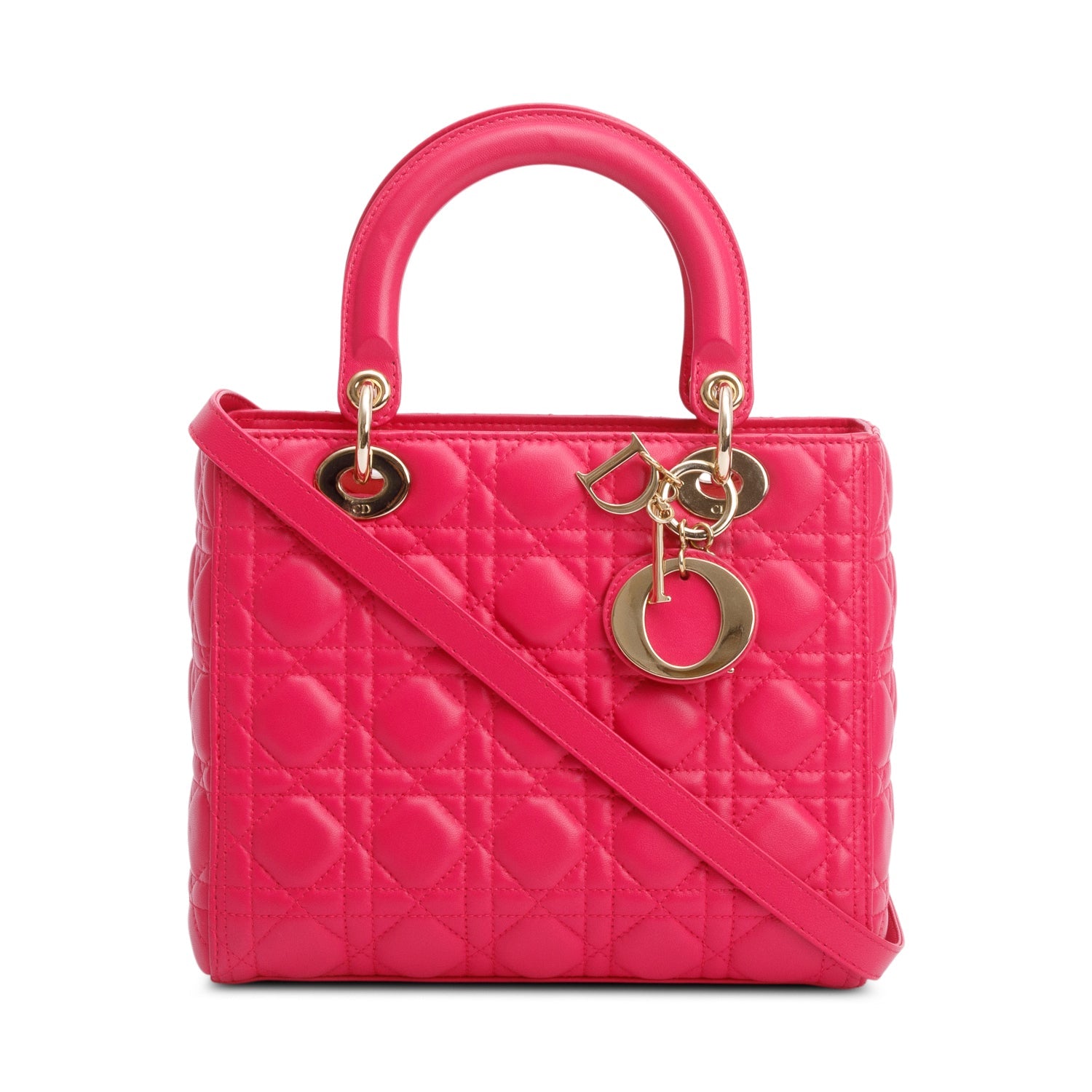 Christian Dior Pink Cannage Lambskin Leather Medium Lady Dior Bag