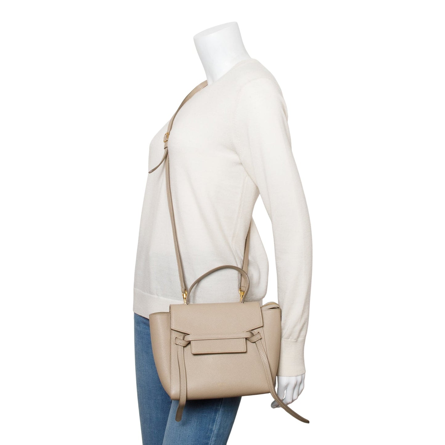 Celine Beige Grained Calfskin Leather Nano Belt Bag
