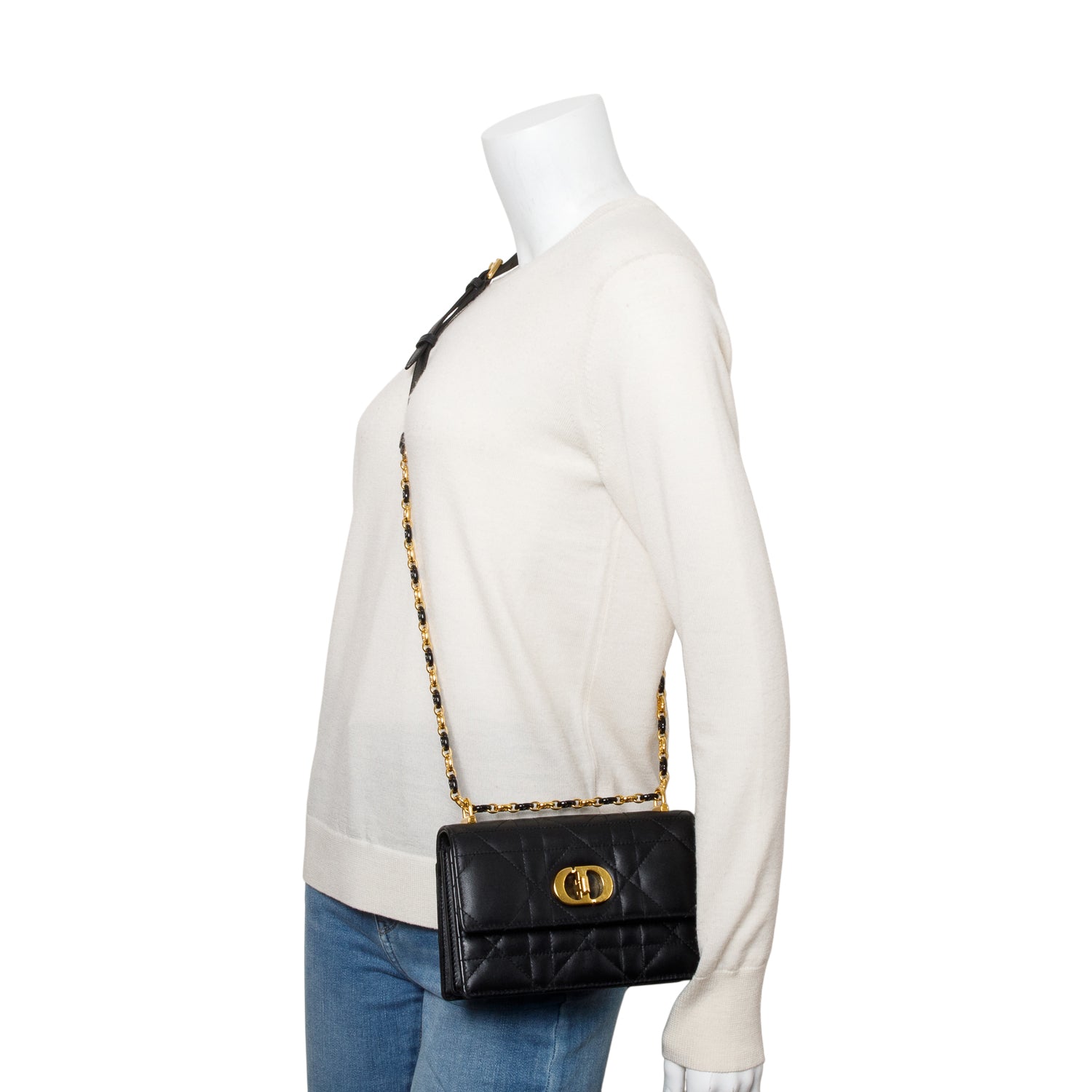 Christian Dior 2023 Black Macrocannage Lambskin Leather Mini Miss Caro Bag
