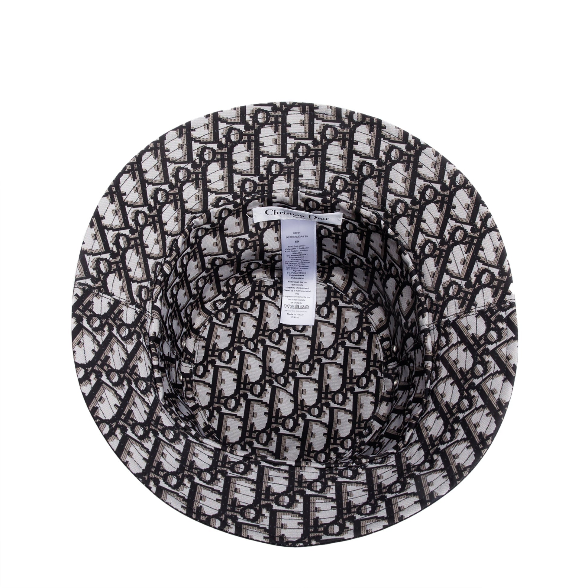 Christian Dior Black Cotton Teddy-D Reversible Small Brim Bucket Hat