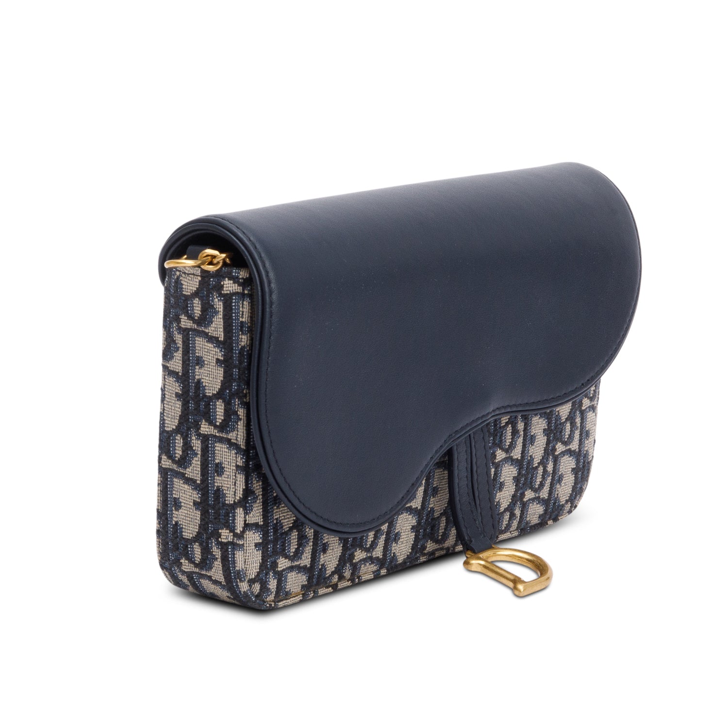 Christian 2024 Dior Oblique Jacquard Medium Saddle Pouch with Chain