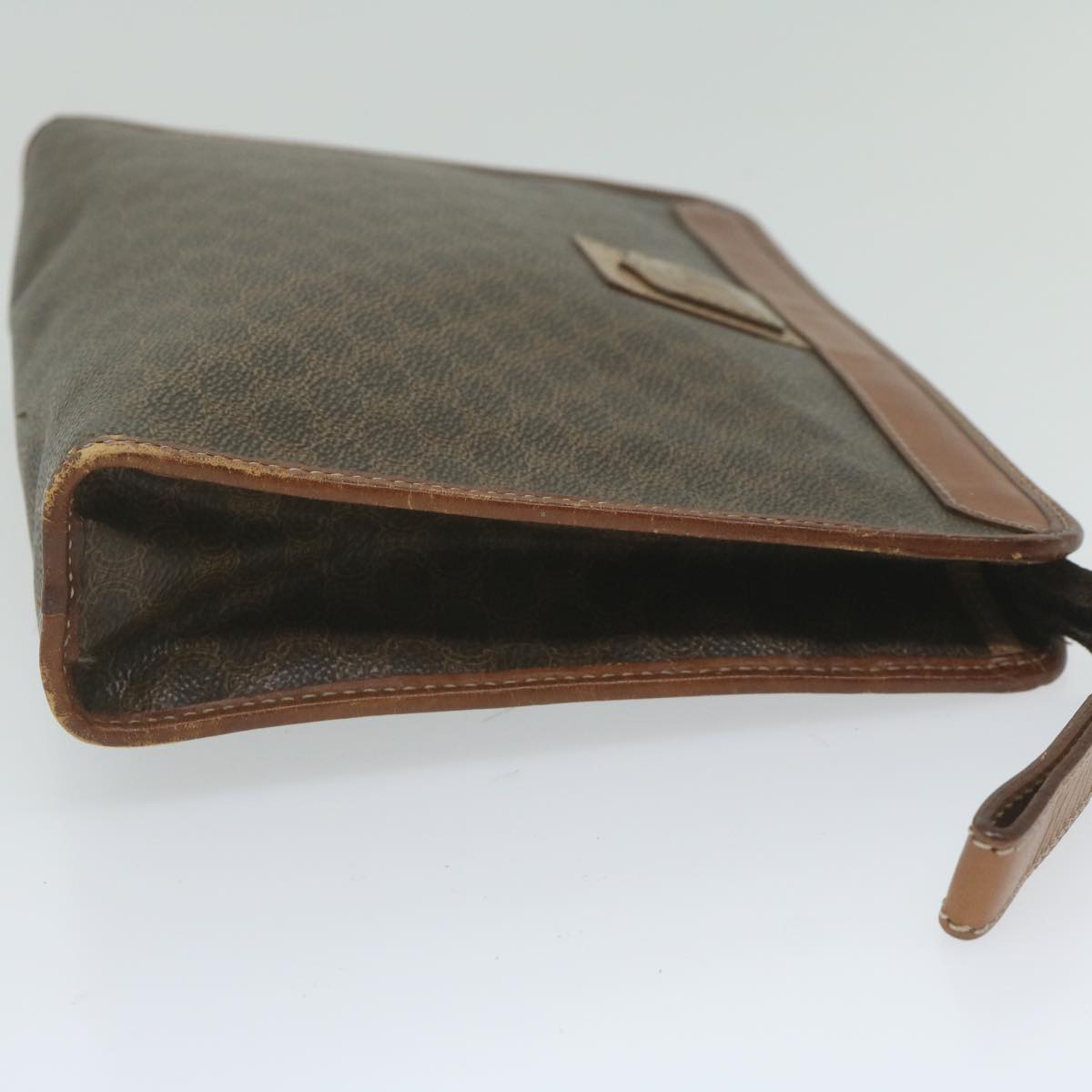 Luxury CELINE Macadam Canvas Clutch Bag PVC Leather Brown 61892