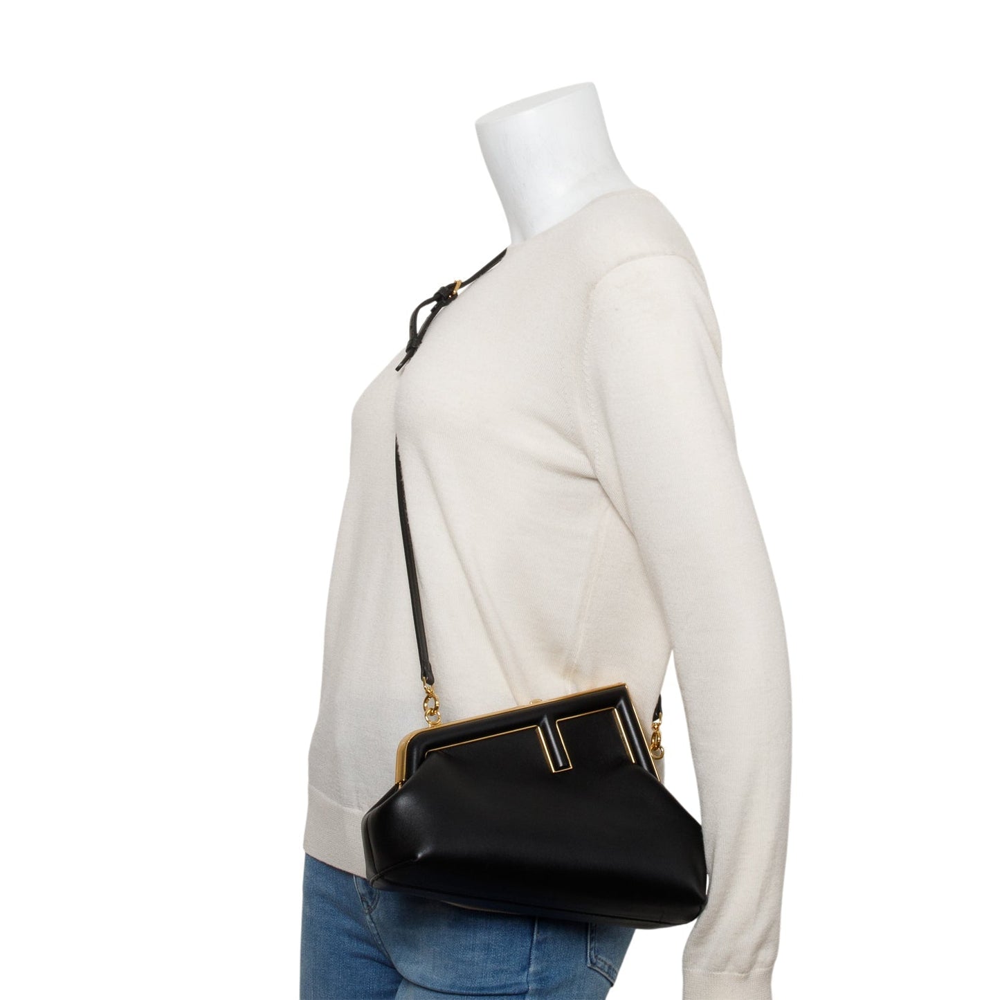 Fendi Black Nappa Leather Small Fendi First Bag