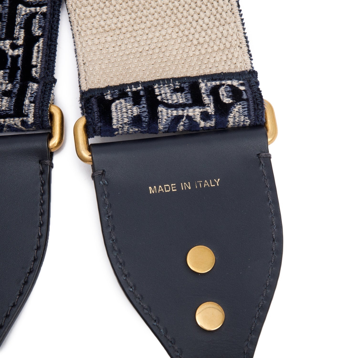 Christian Dior Navy/Beige Oblique Woven Shoulder Strap