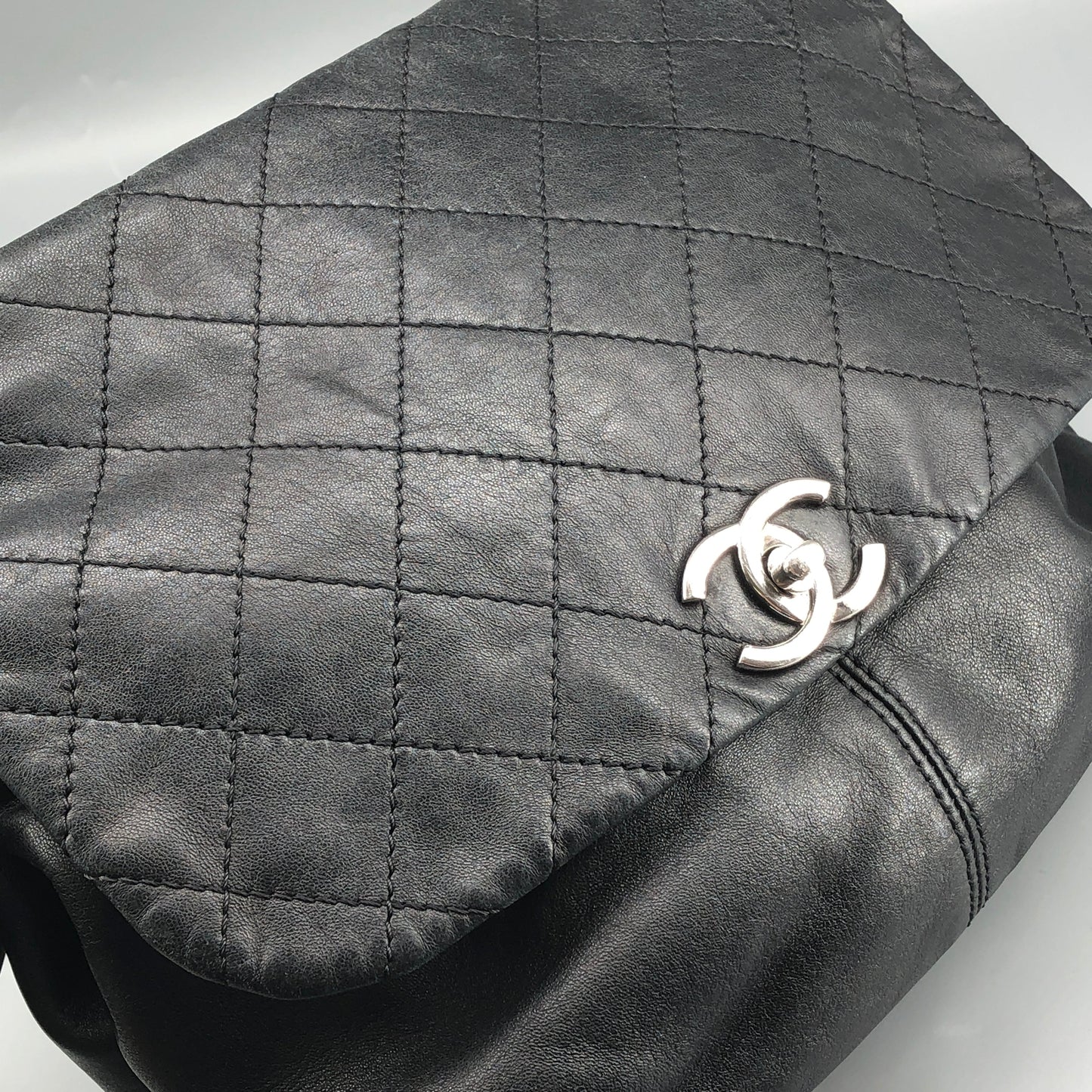Chanel Lambskin Quilted Large Trianon Messenger Flap Black