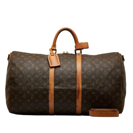 Louis Vuitton Monogram Keepall Bandouliere 55 Boston Bag 2WAY M41414 Brown PVC Leather Louis Vuitton