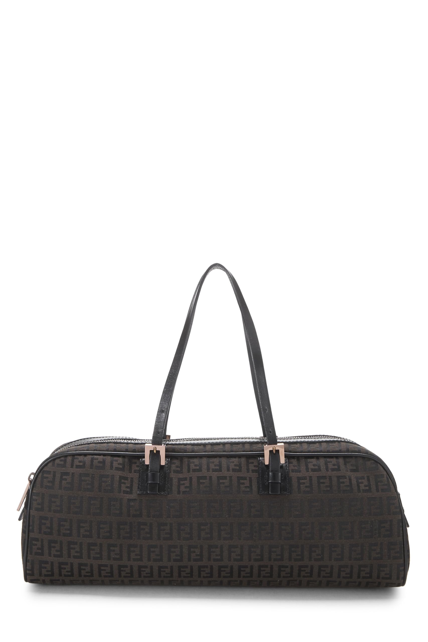 Fendi, Brown Zucchino Canvas Handbag Long, Black