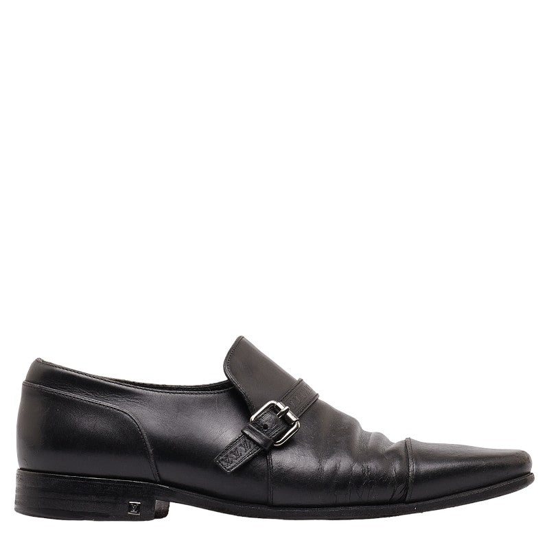 Louis Vuitton LV Logo Monkstrap Shoes Size 7 M Black Leather LOUIS VUITTON