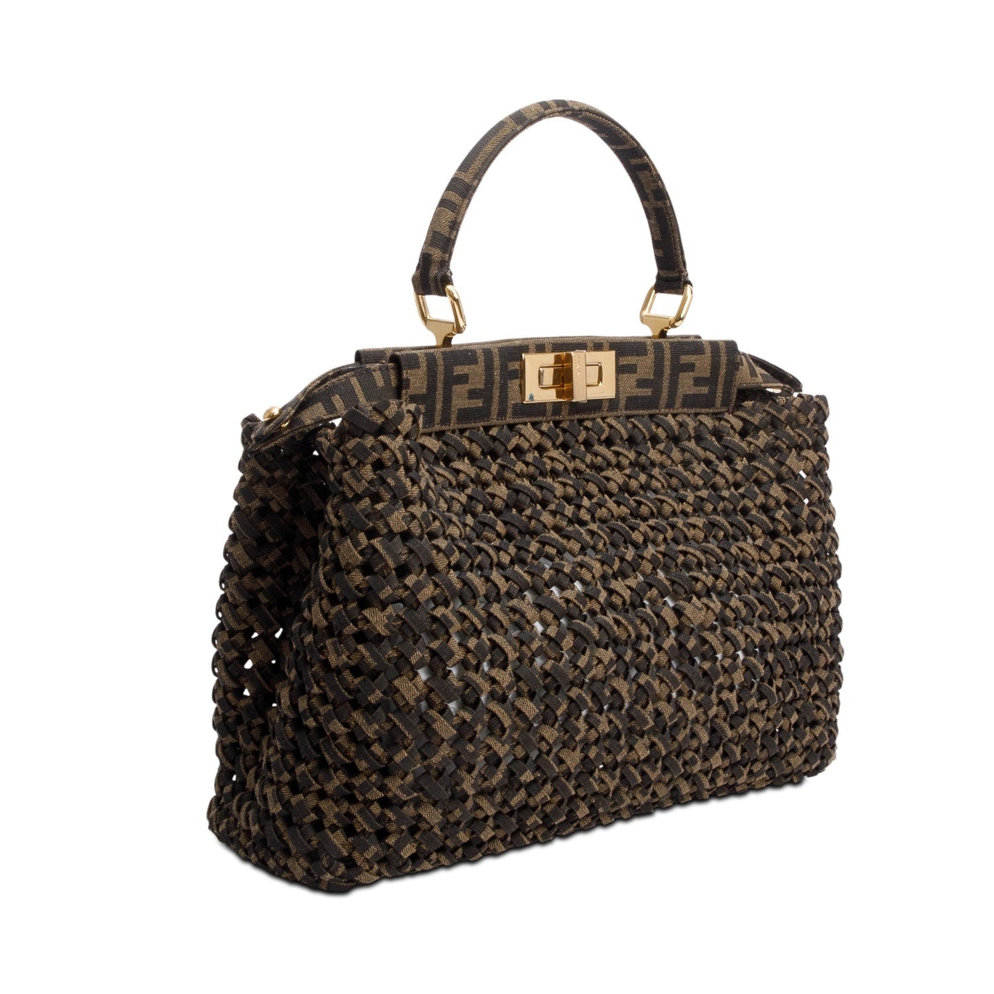 Fendi FF Zucca Woven Interlace Medium Peekaboo Bag