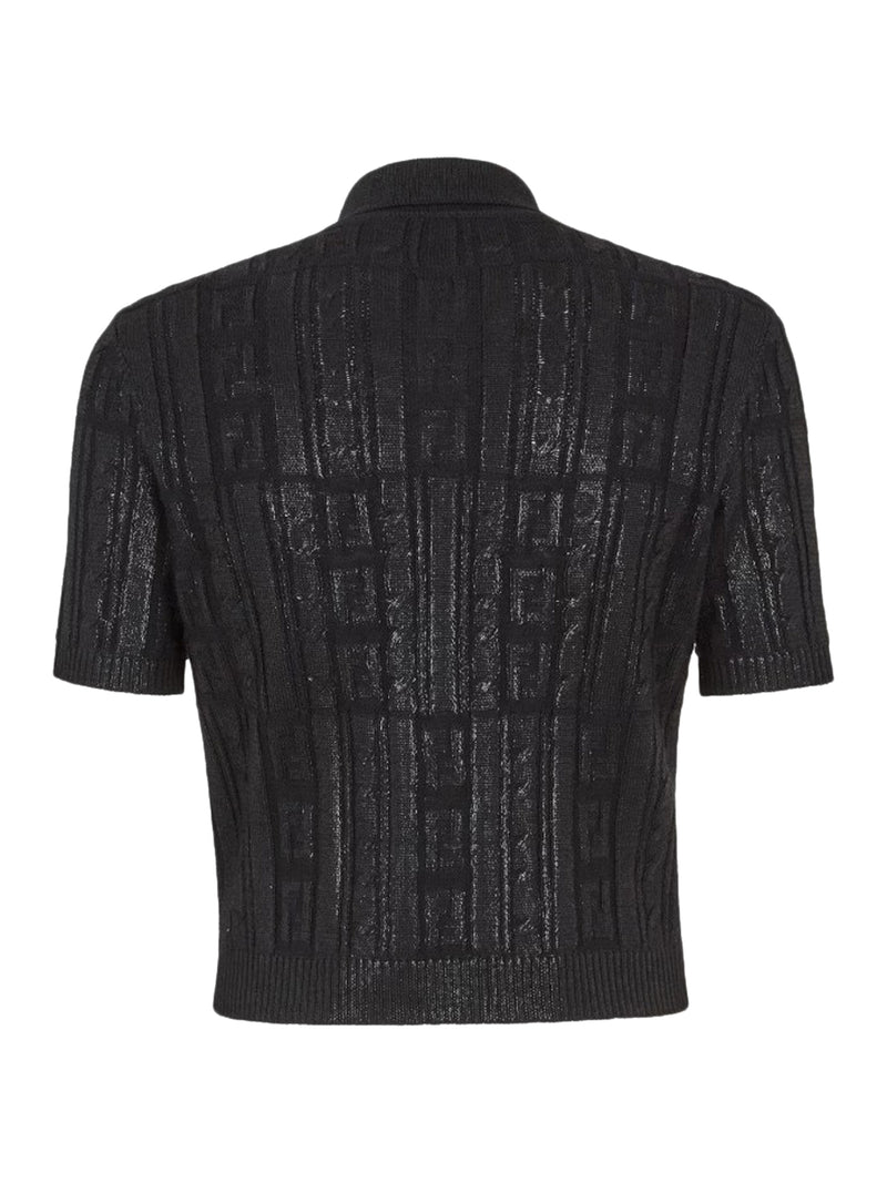 Fendi Men Black Wool Polo