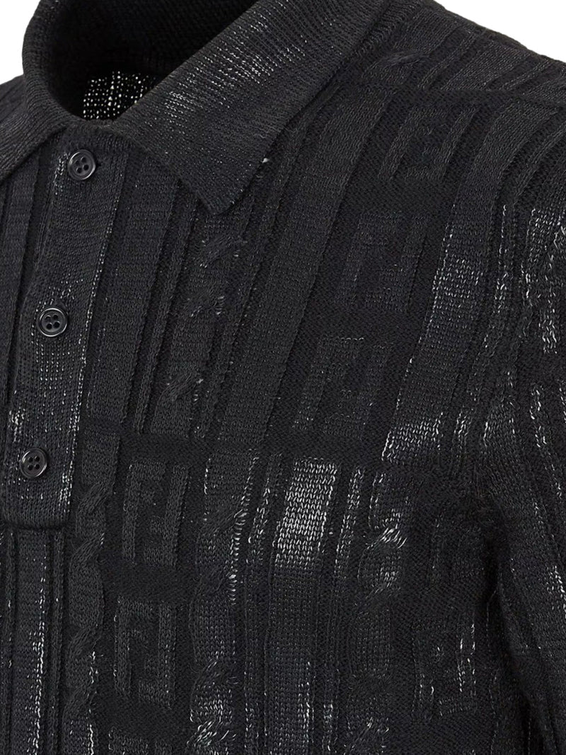 Fendi Men Black Wool Polo