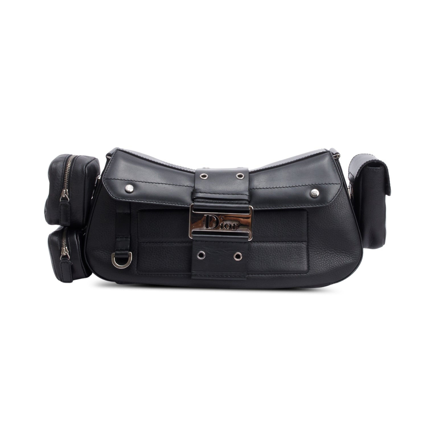 Christian Dior Black Leather Street Chic Columbus Cargo Shoulder Bag