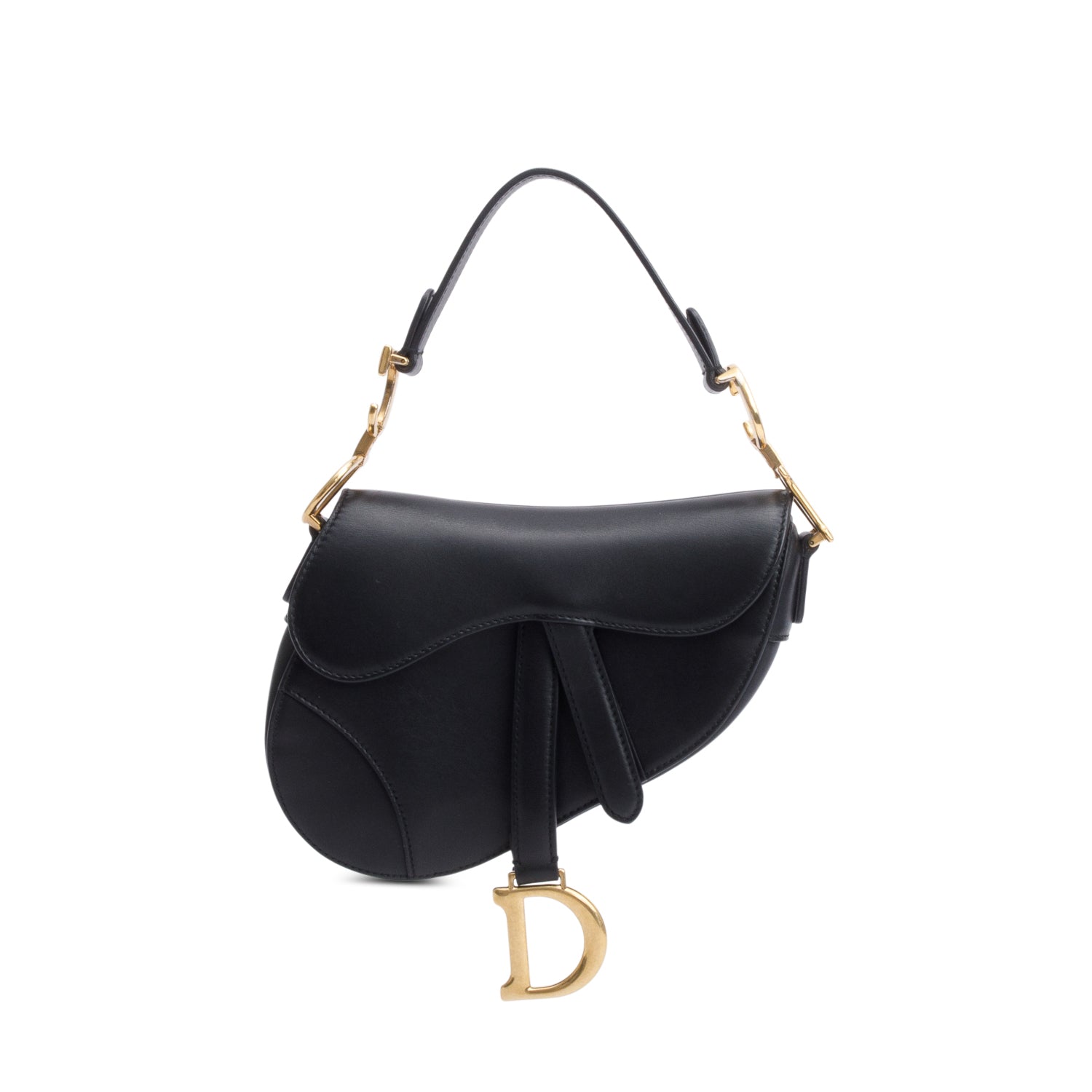 Christian Dior Black Smooth Leather Mini Saddle Bag