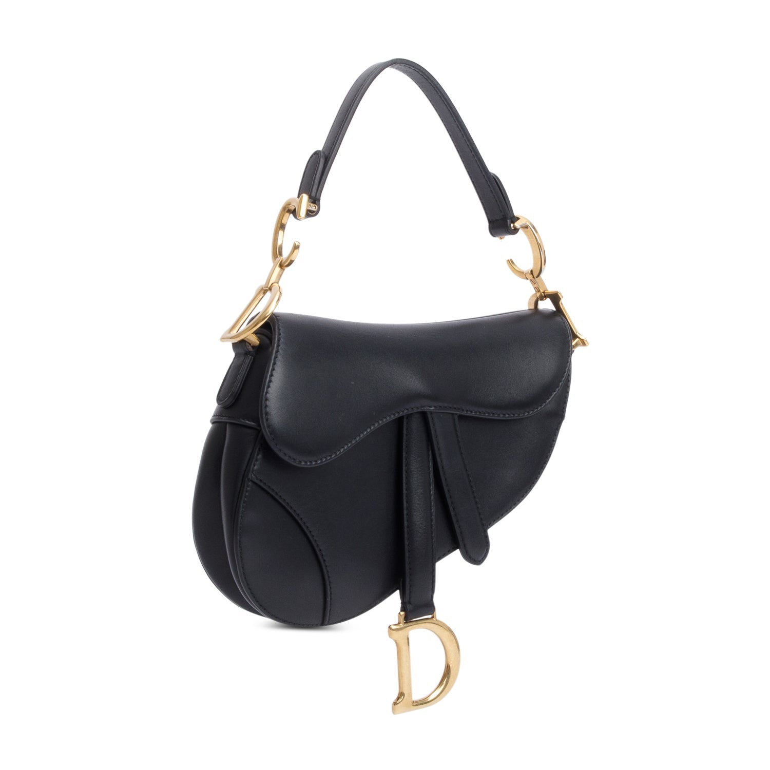 Christian Dior Black Smooth Leather Mini Saddle Bag