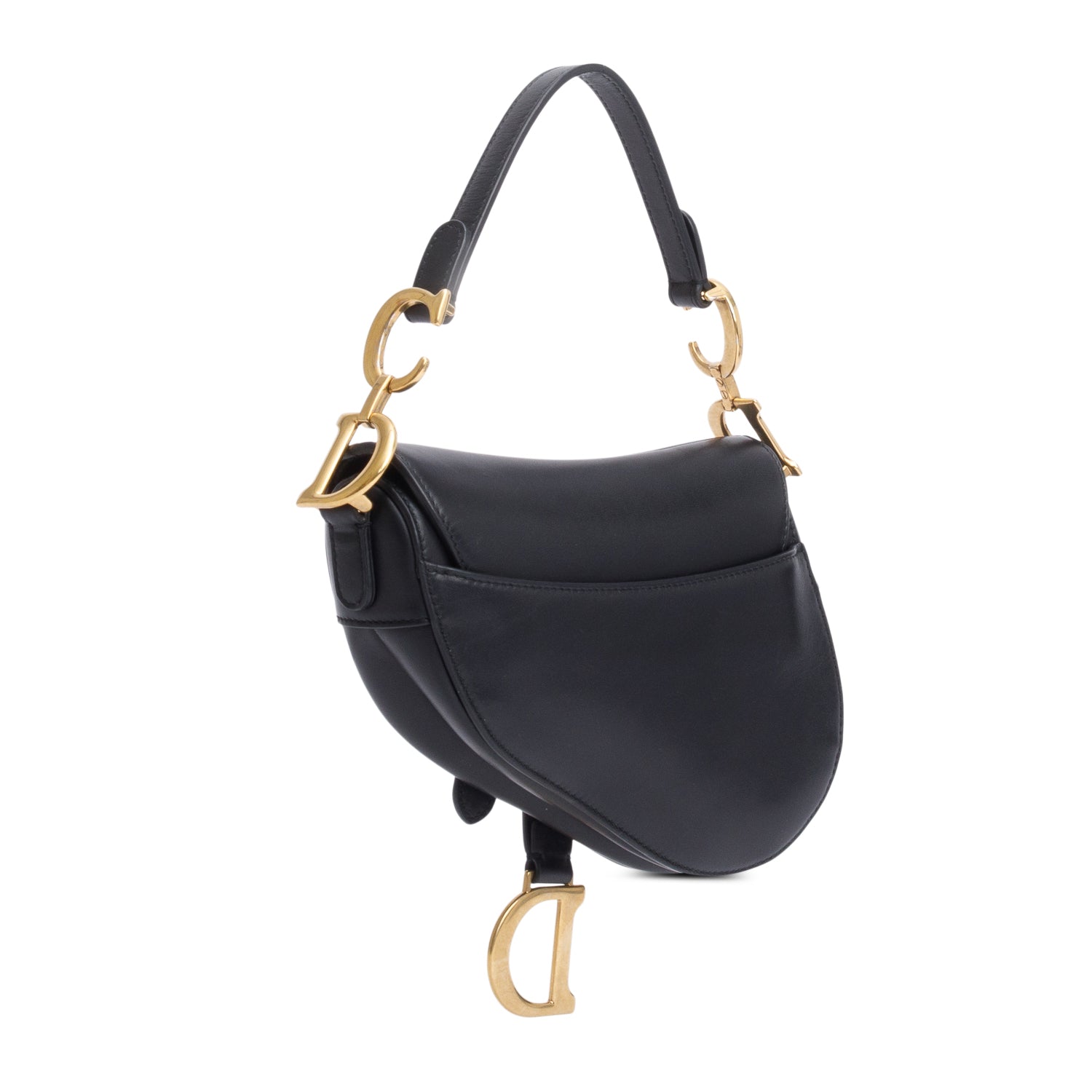 Christian Dior Black Smooth Leather Mini Saddle Bag