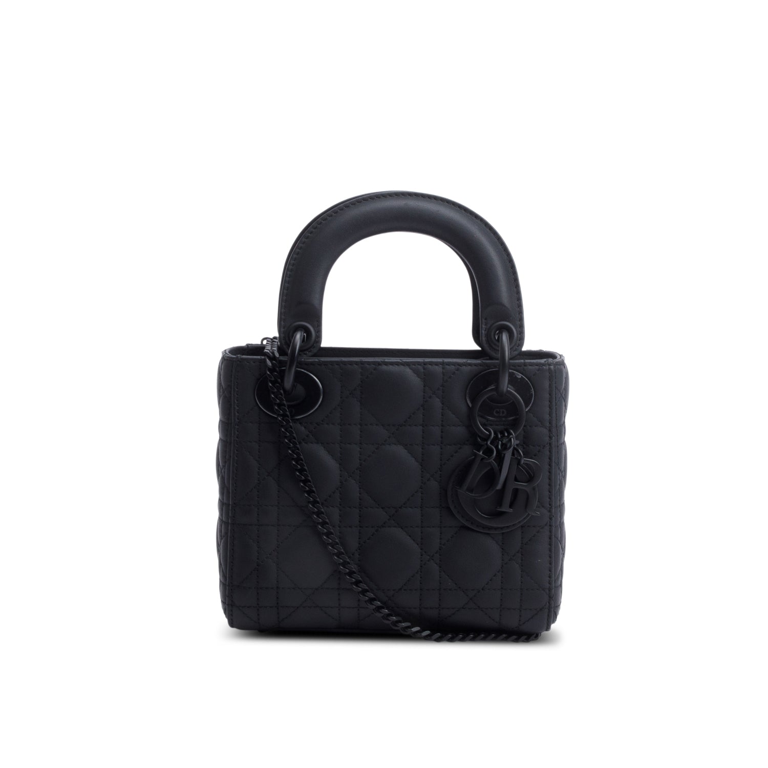 Christian Dior 2020 Black Ultramatte Cannage Leather Mini Lady Dior Bag