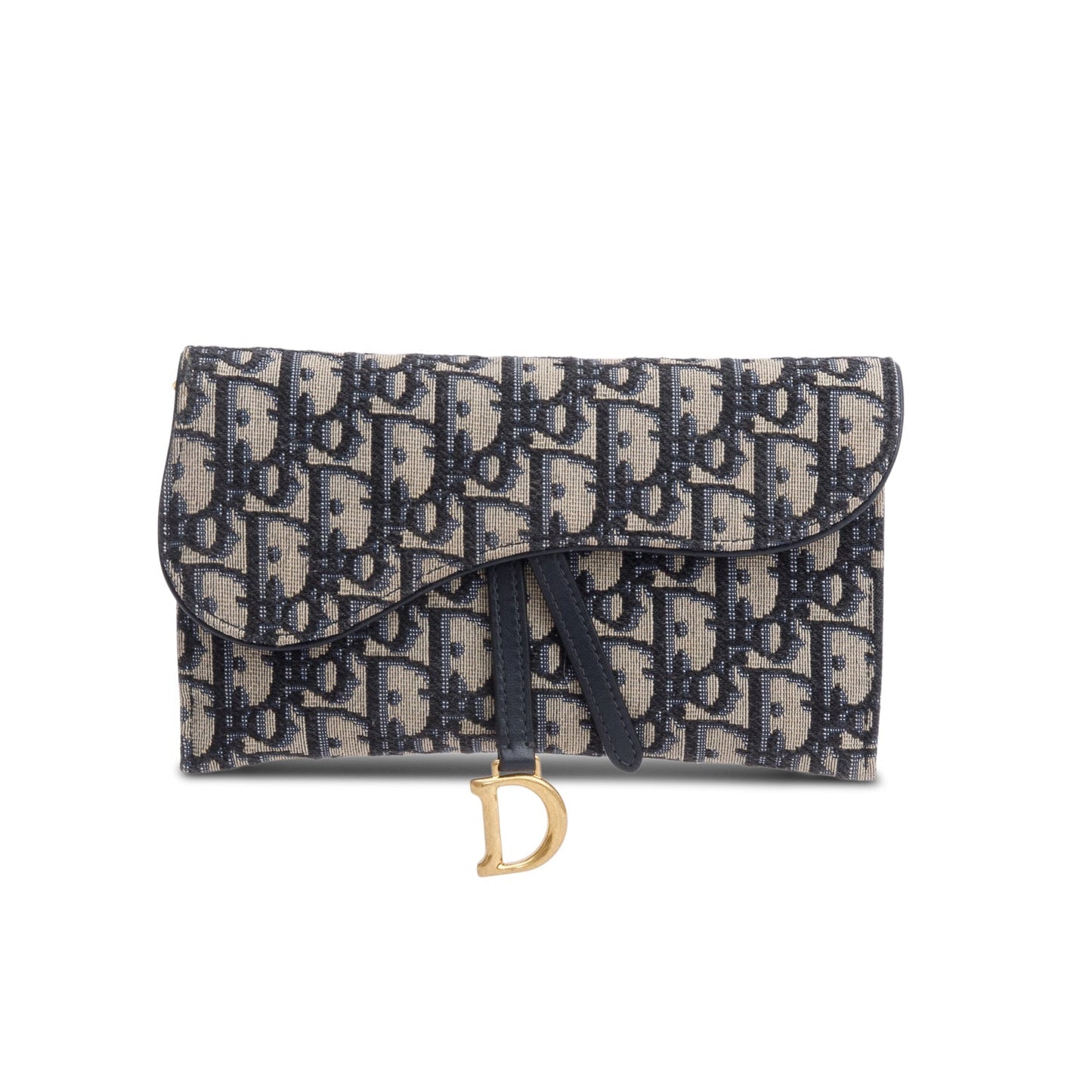 Christian Dior Oblique Jacquard Saddle Pouch with Chain