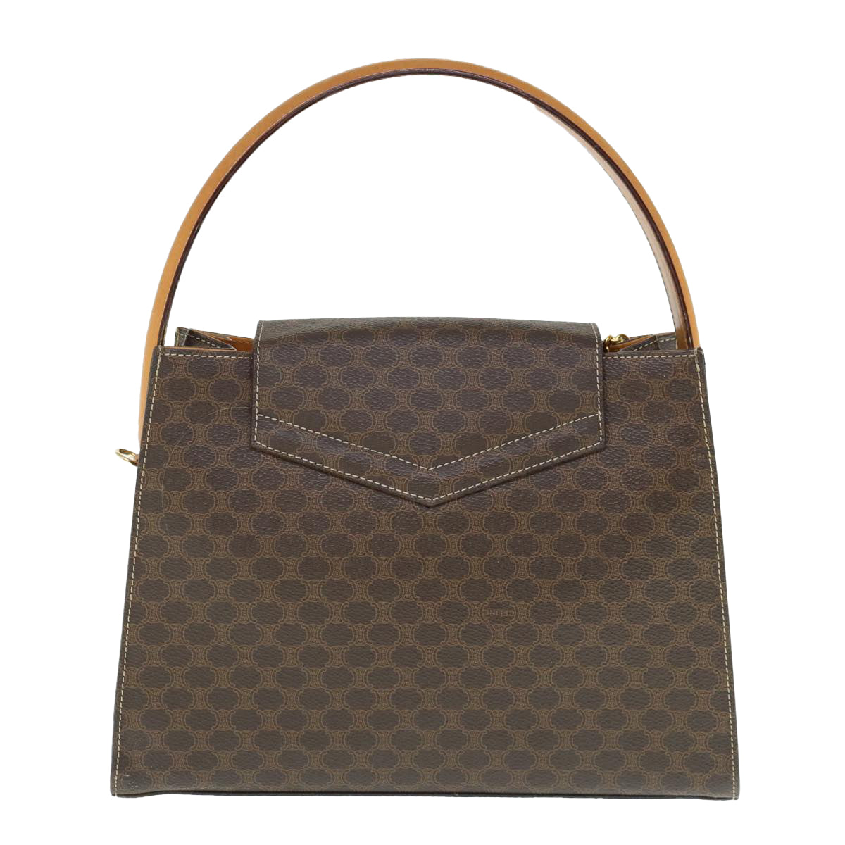 Luxury CELINE Macadam Canvas Hand Bag PVC Leather 2way Brown 62493
