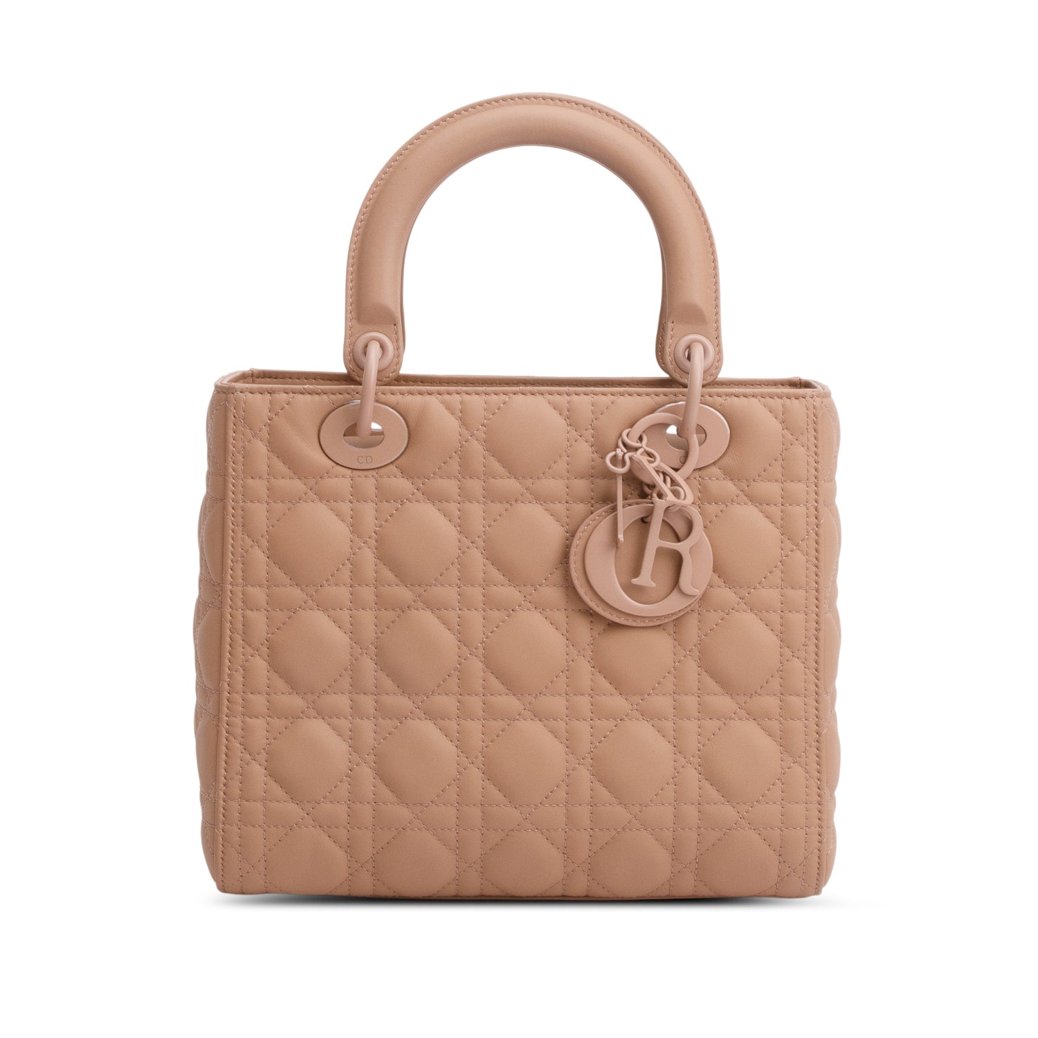 Christian Dior 2020 Blush Ultramatte Cannage Leather Medium Lady Dior Bag