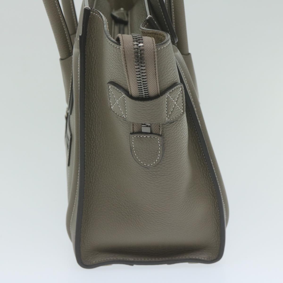 Luxury CELINE Luggage Micro Shopper Tote Bag Leather Gray 62915A