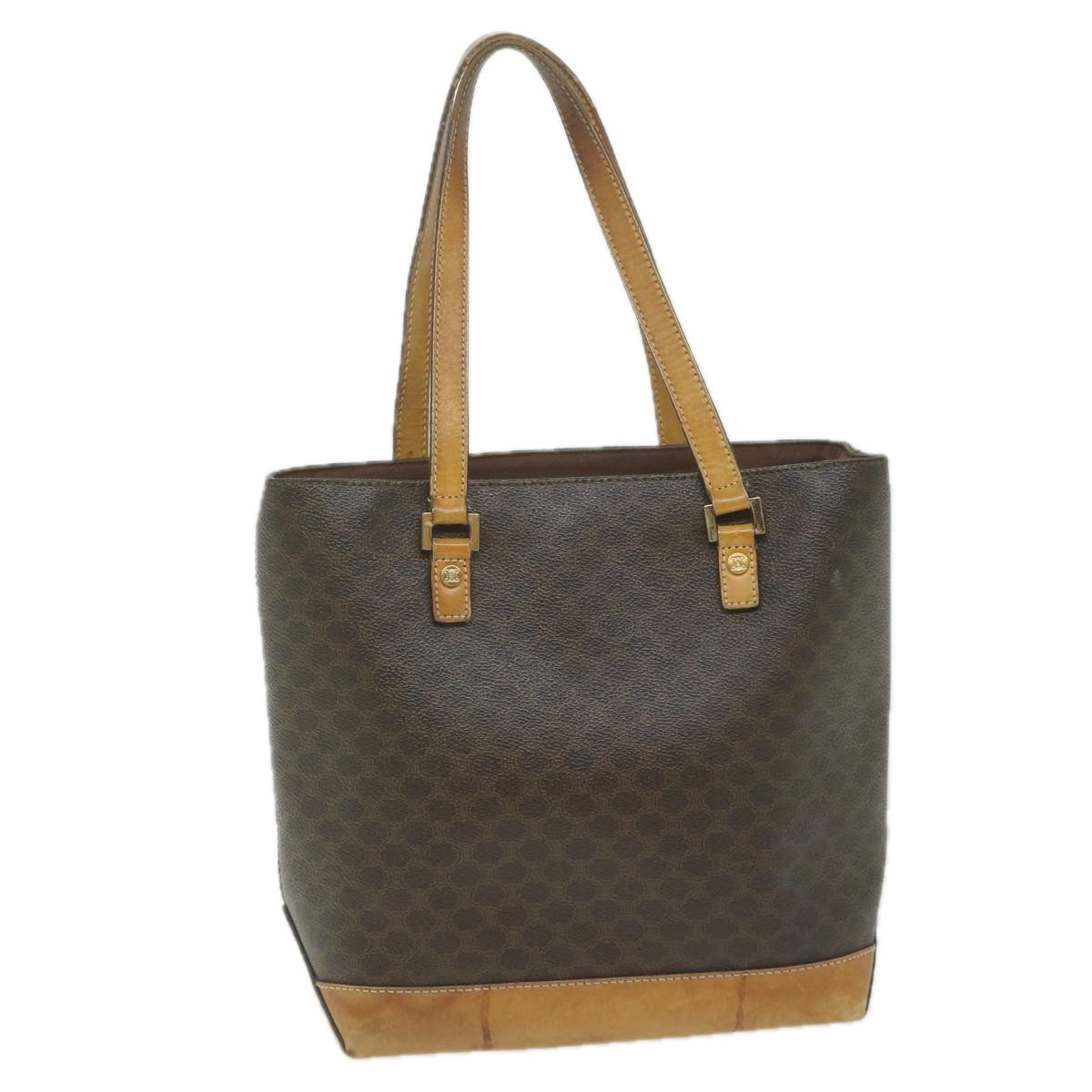 Luxury CELINE Macadam Canvas Shoulder Bag PVC Leather Brown 62944