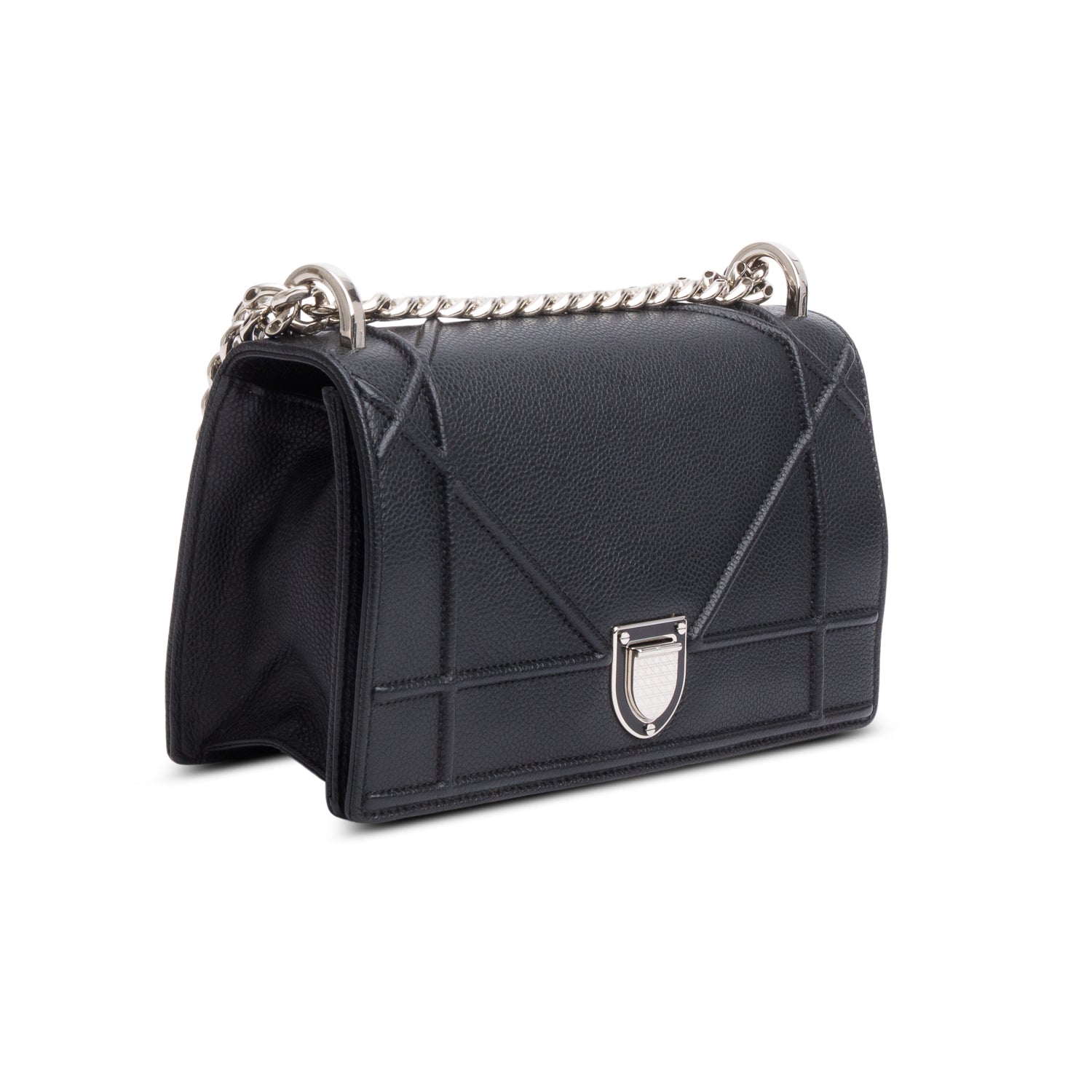Christian Dior Black Calfskin Leather Small Diorama Flap Bag